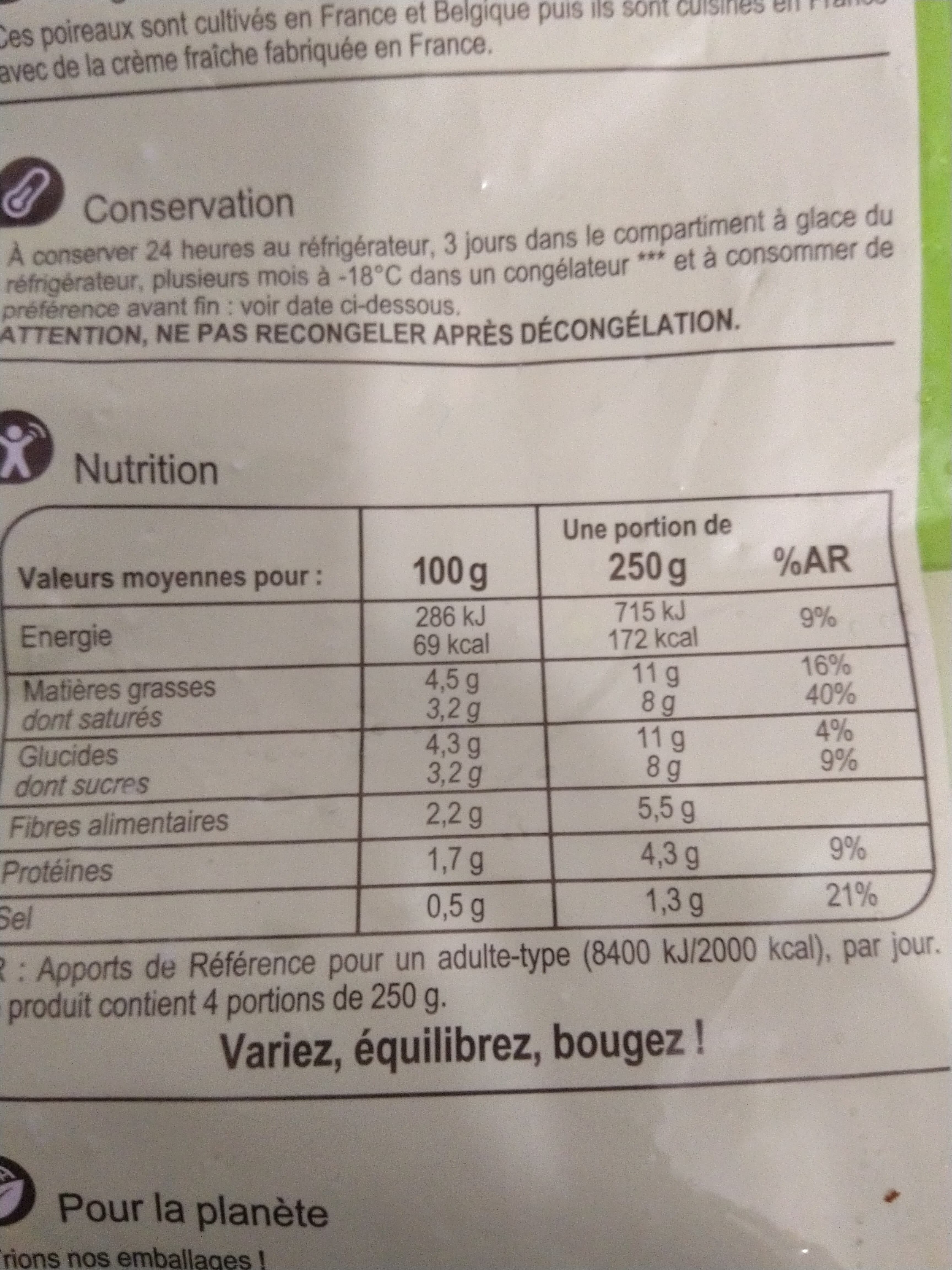 Carrefour Poireaux émincés À la crème fraîche packshot
