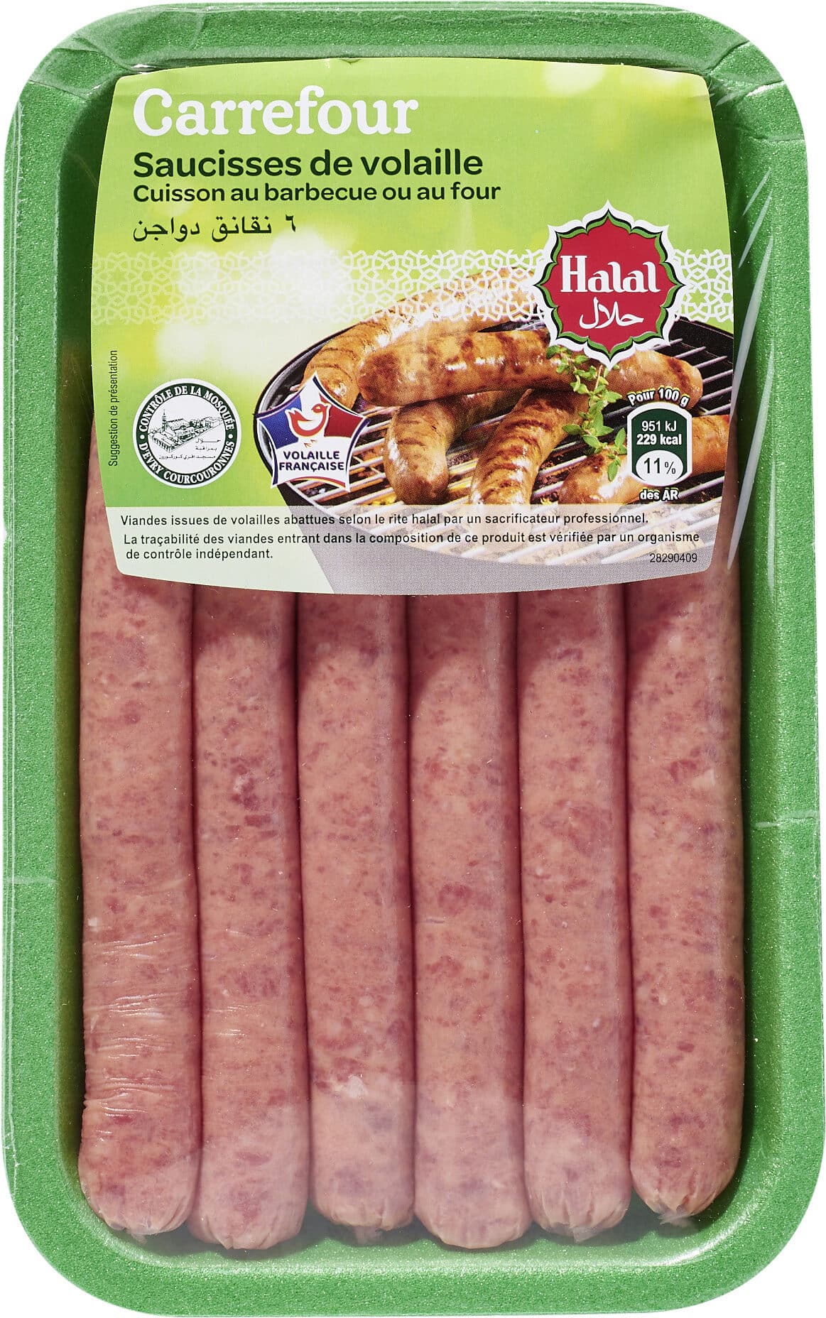 Carrefour Saucisses de Volaille Halal packshot