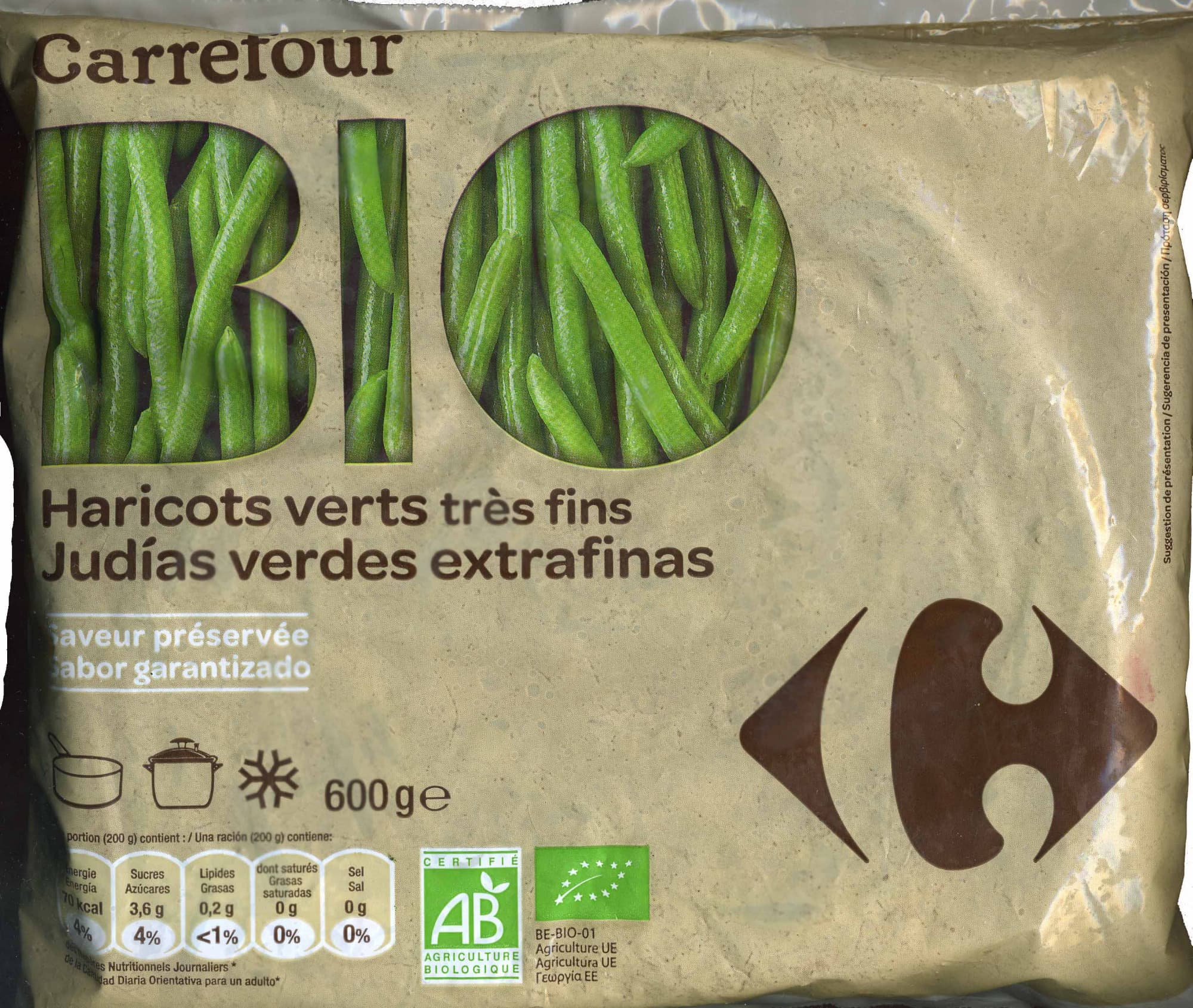Carrefour BIO Judías verdes redondas troceadas congeladas ecológicas packshot