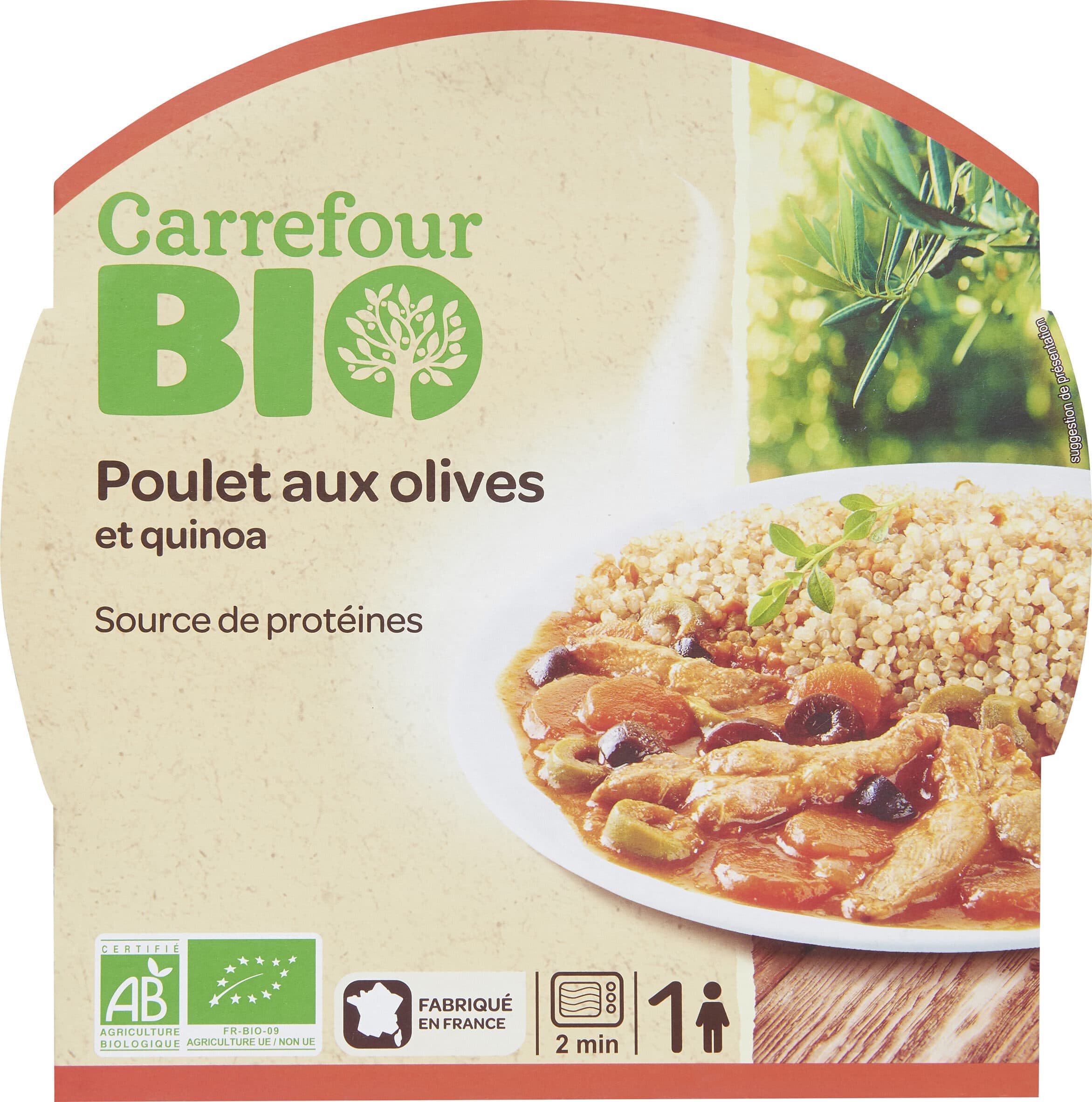 Carrefour BIO Poulet sauce aux olives et quinoa Bio packshot