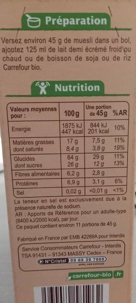 Carrefour BIO Muesli croustillant packshot
