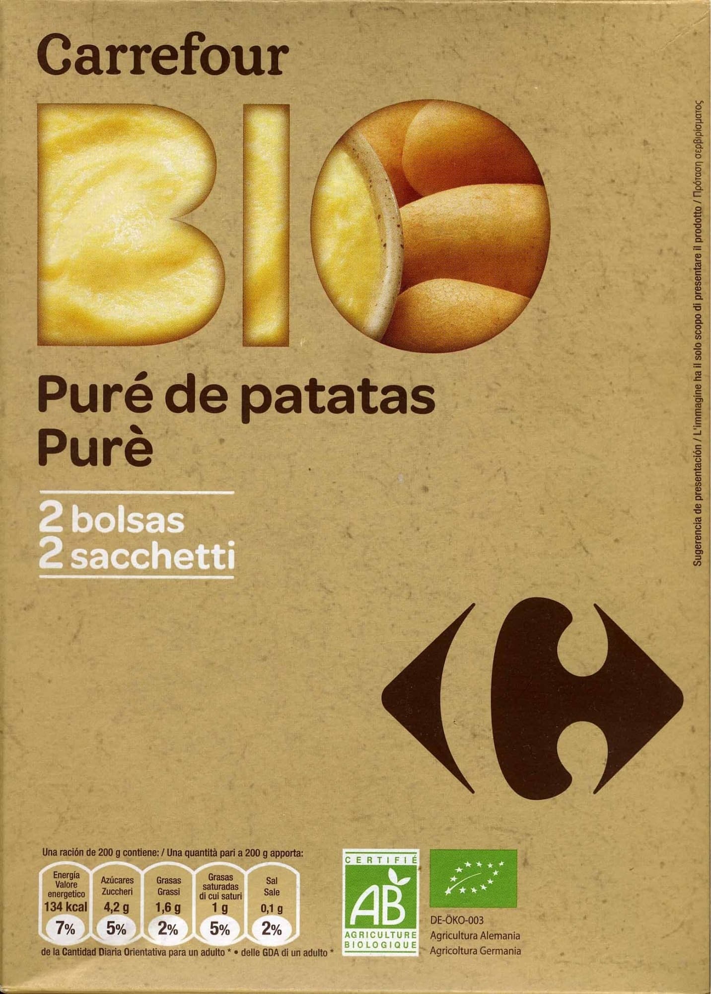 Carrefour BIO Puré de patatas packshot