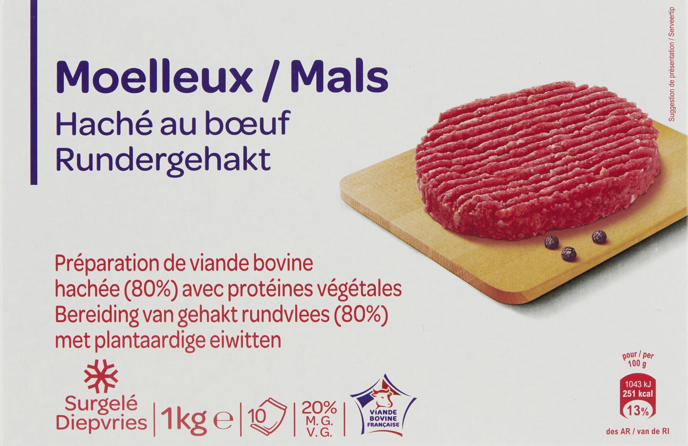 Simplo 10 Moelleux hachés au bœuf* *Préparation à 80% de viande bovine hachée avec protéines végétales packshot