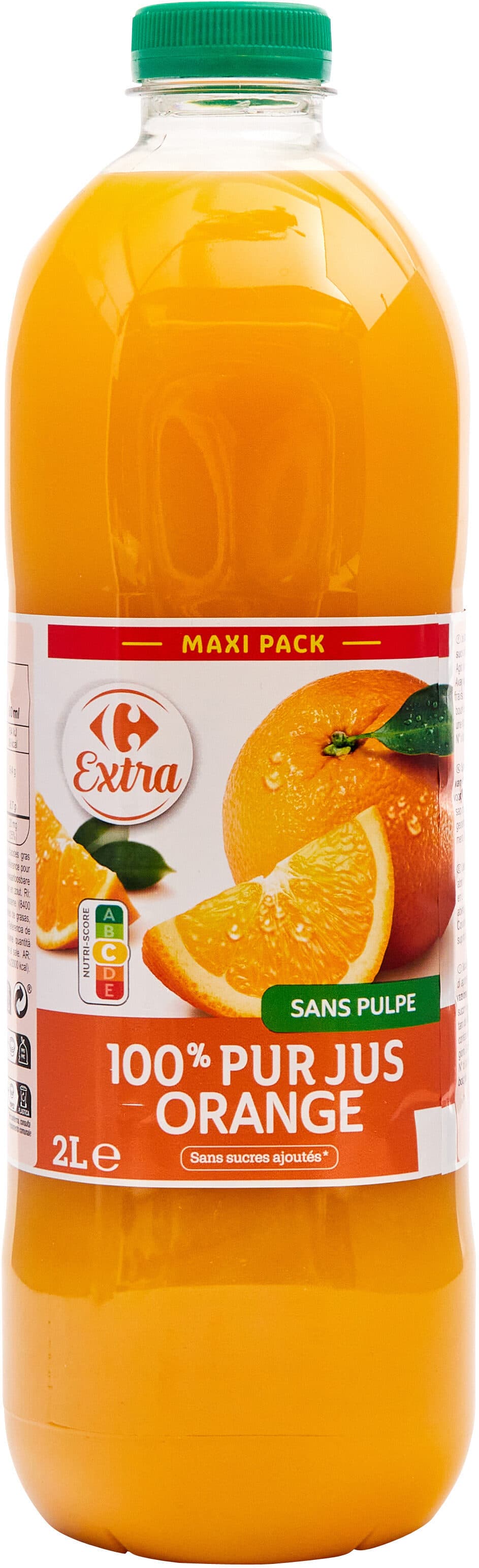 Carrefour 100% pur jus orange sans pulpe packshot