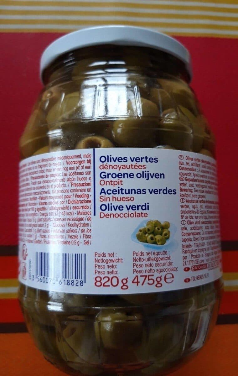 Carrefour Olives vertes dénoyautées packshot
