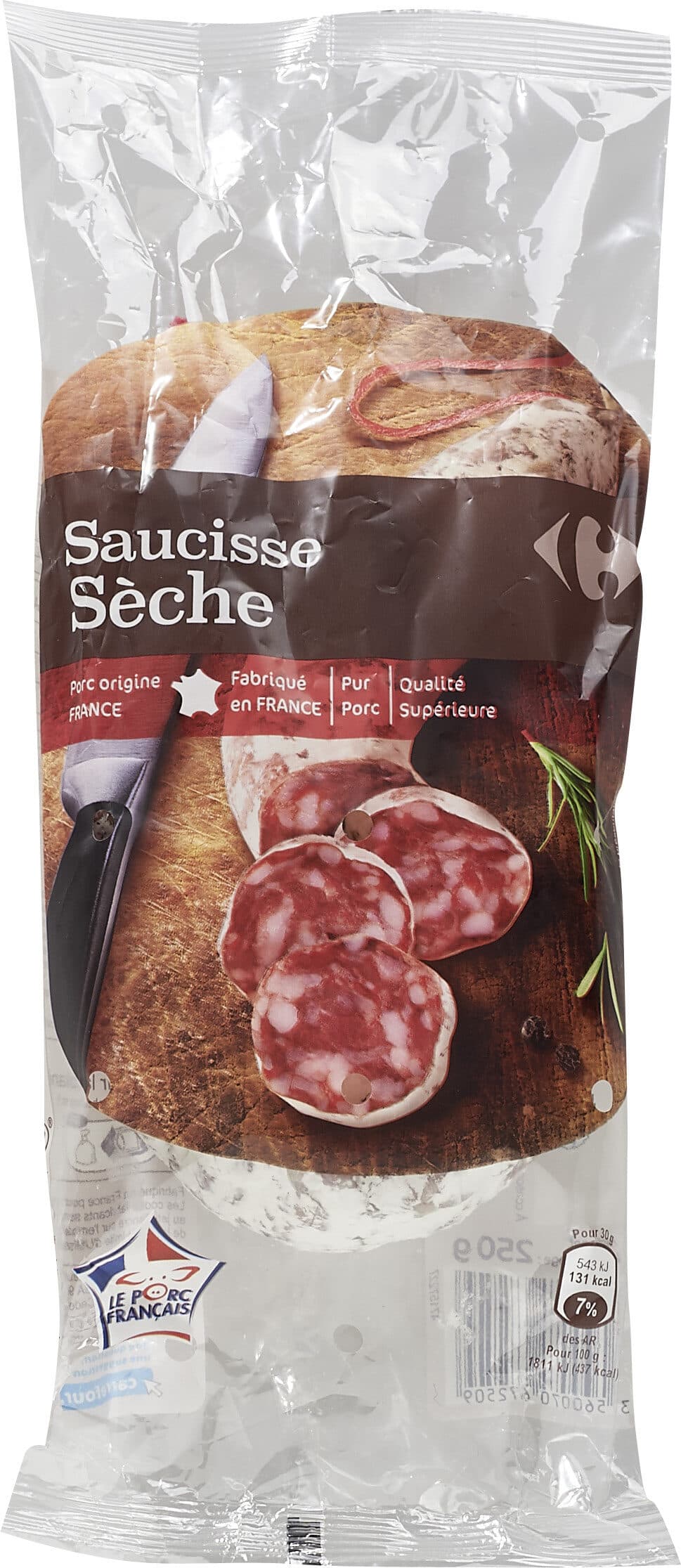 Carrefour SAUCISSE SÈCHE Pur porc packshot