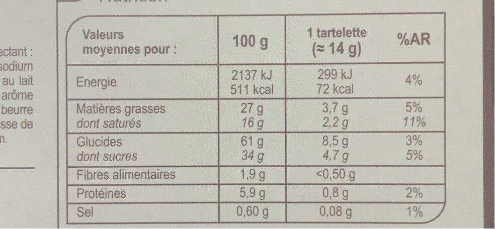 Carrefour Tartelettes gourmandes Chocolat au lait saveur caramel packshot