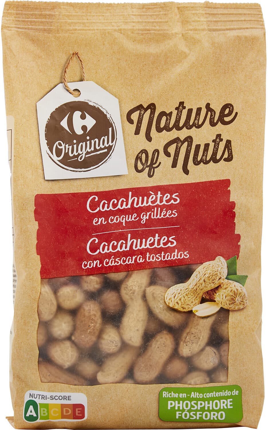 Carrefour Cacahuetes con cáscara tostados sin sal packshot