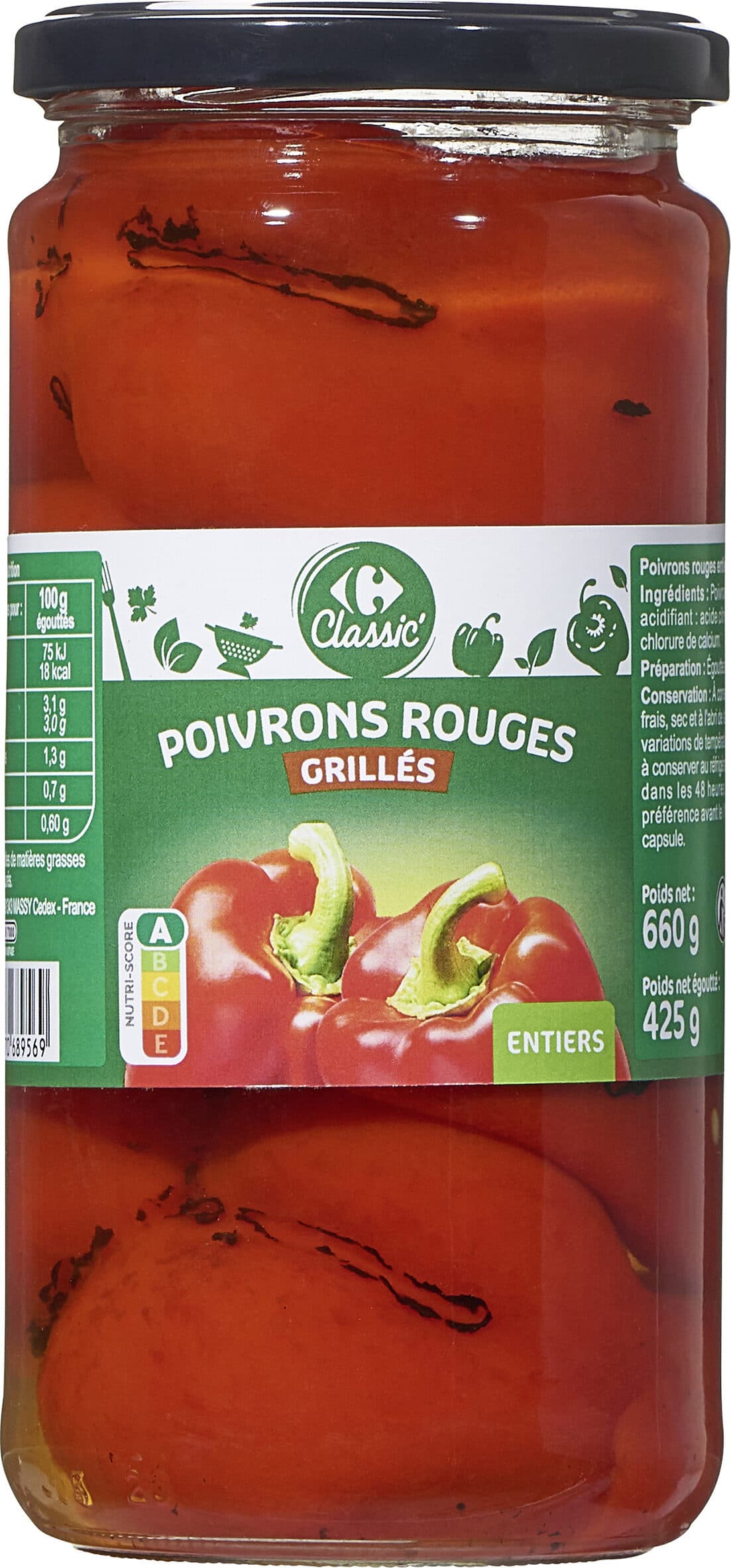 Carrefour Poivrons rouges grillés packshot