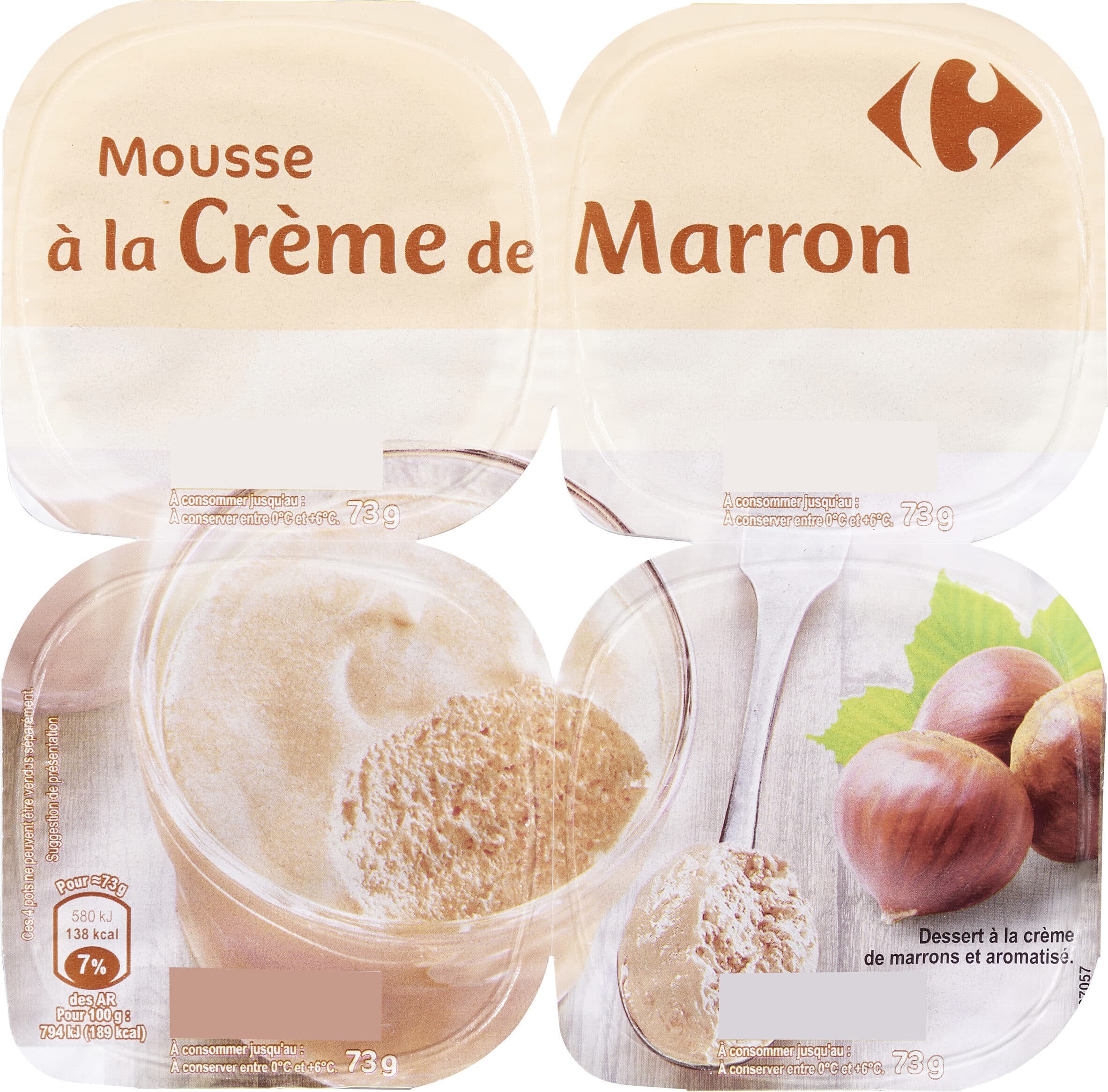 Carrefour Mousse à la crème de marrons packshot