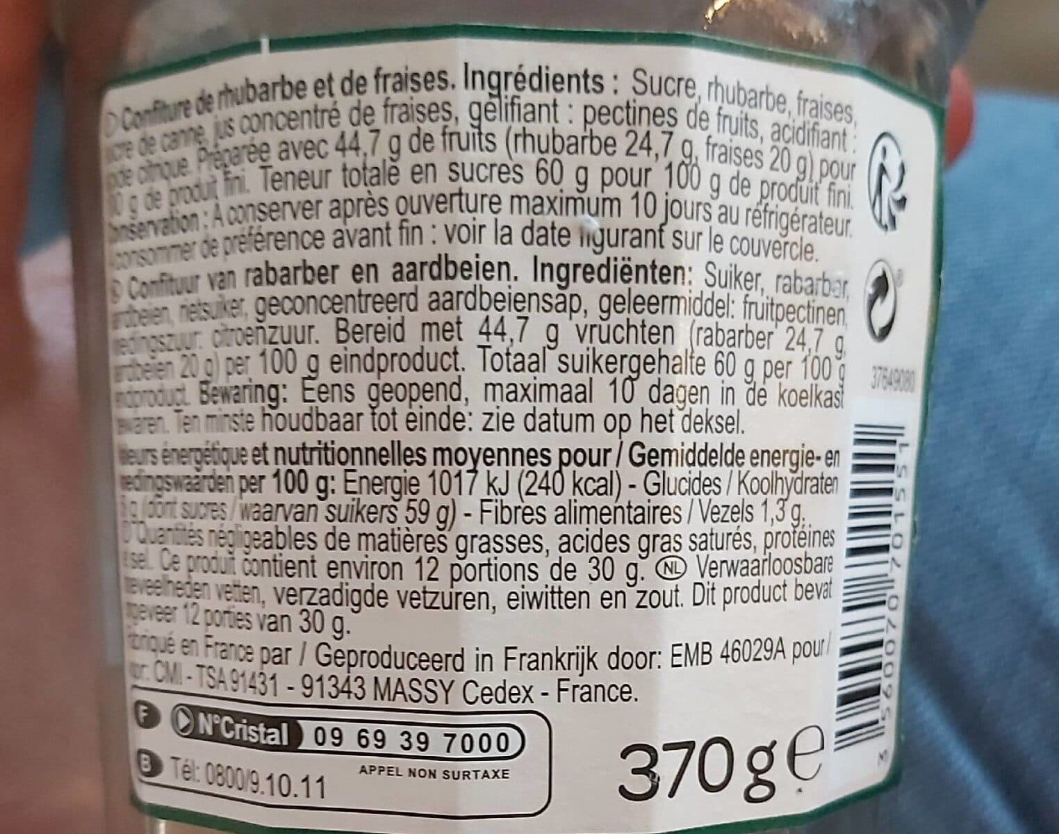 Carrefour Confiture Fraises & Rhubarbe packshot