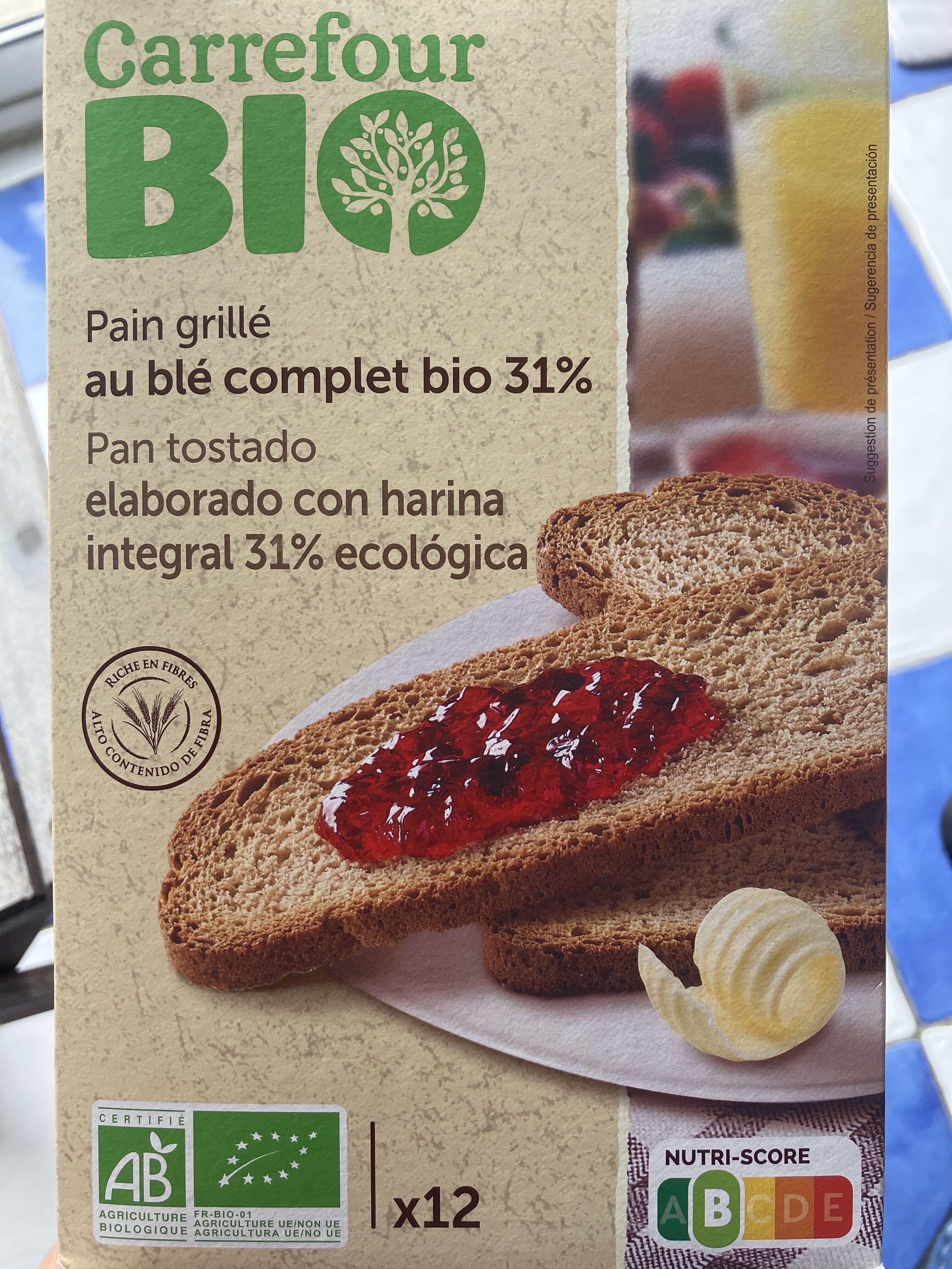 Carrefour BIO Pan tostado integral packshot