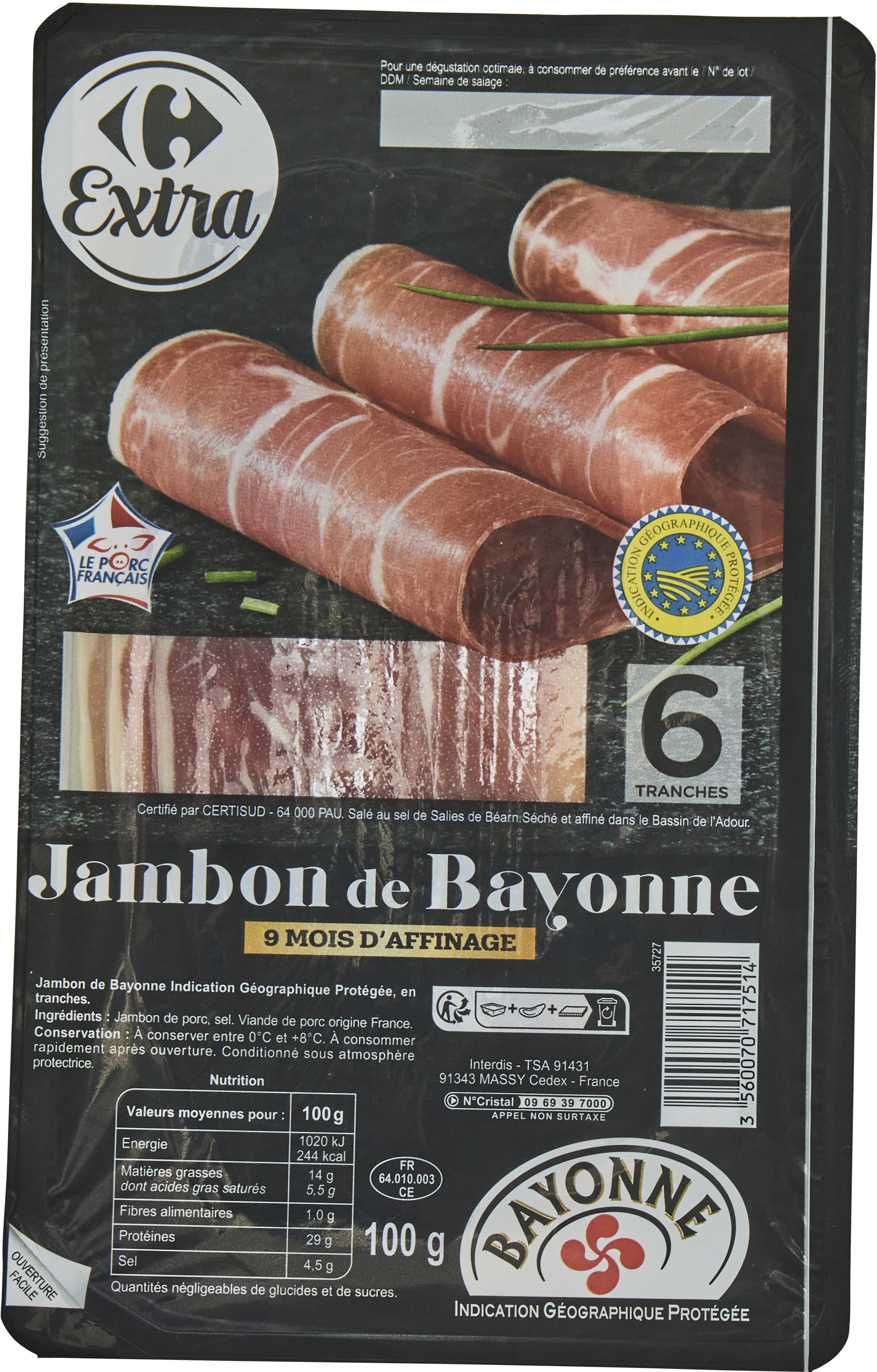 Carrefour Jambon de Bayonne packshot