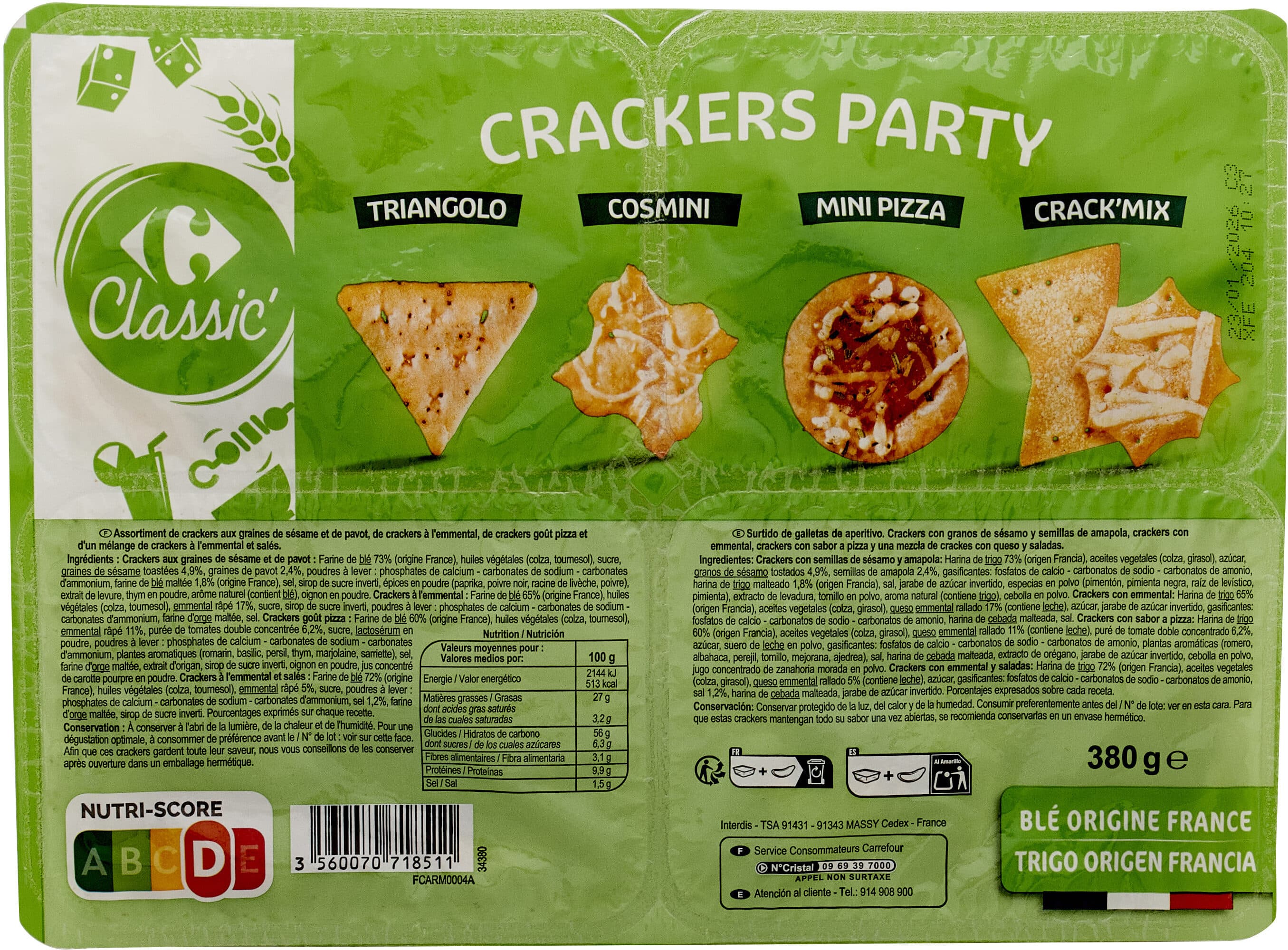 Carrefour Crackers Party Triangolo Cosmini Mini pizza Crack'mix packshot