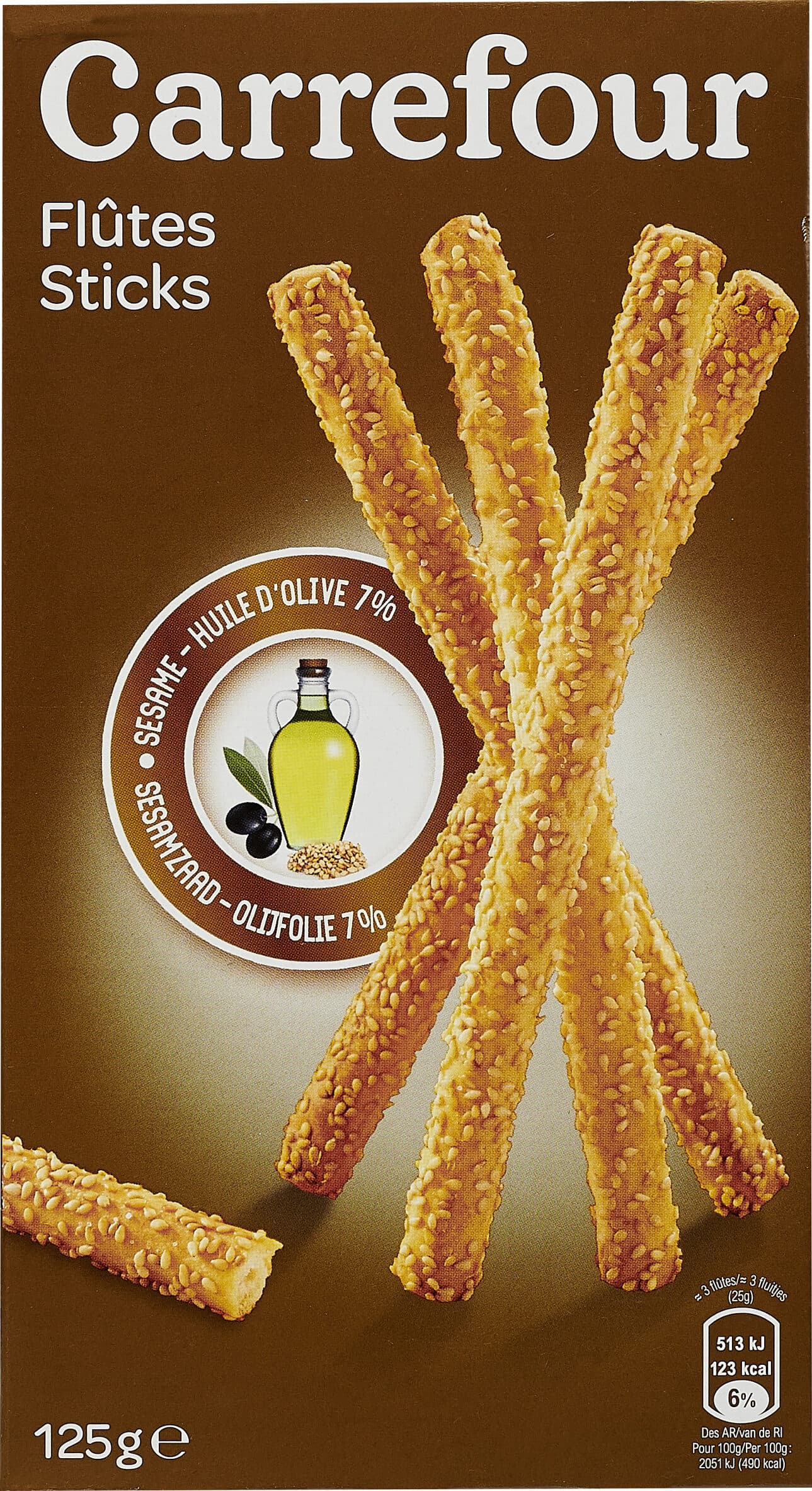 Carrefour Grissini Sésame et Huile d'olive 7% packshot