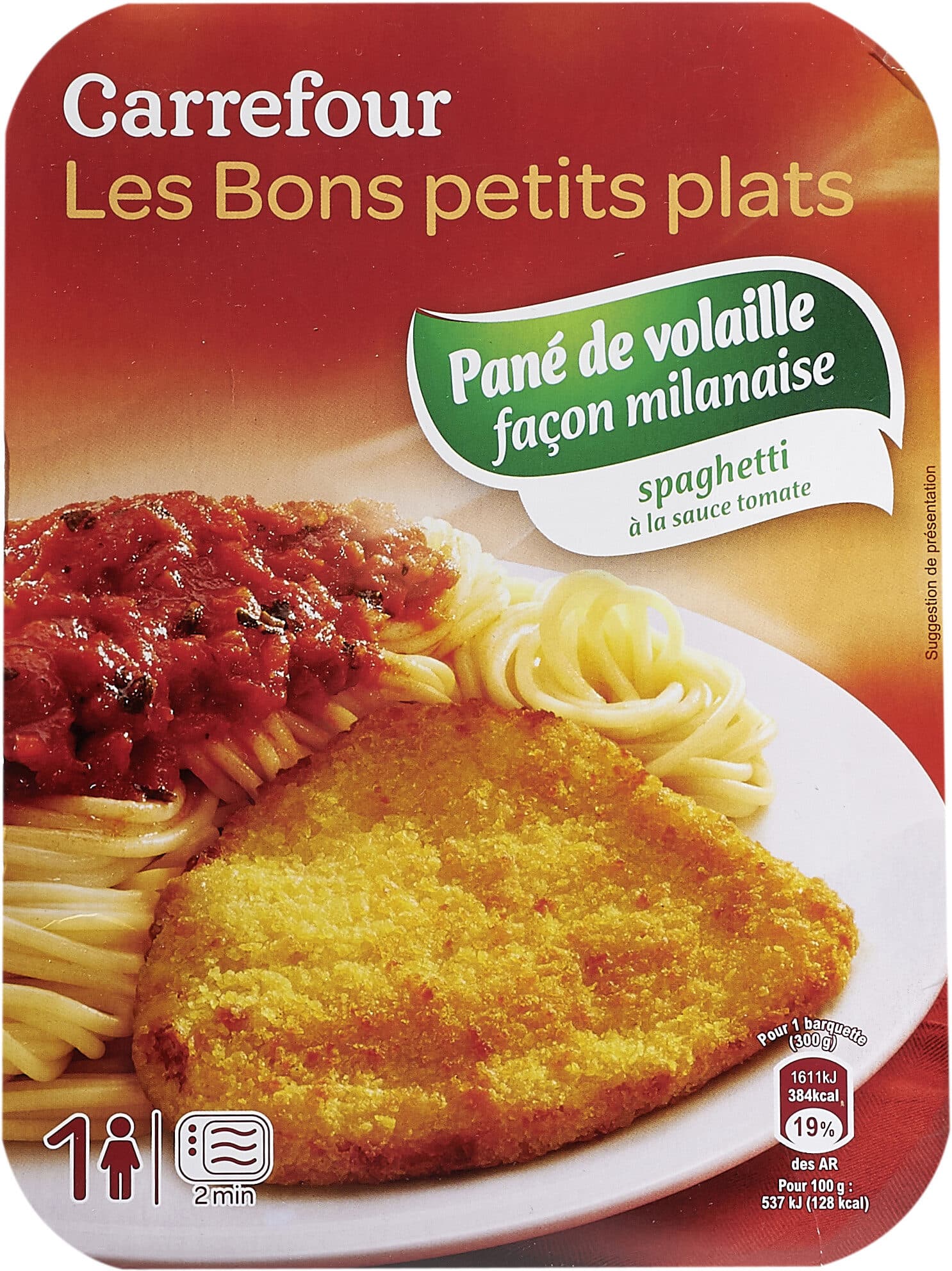 CMI (Carrefour Marchandises Internationales) Escalope Milanaise Spaghetti à la sauce tomate packshot