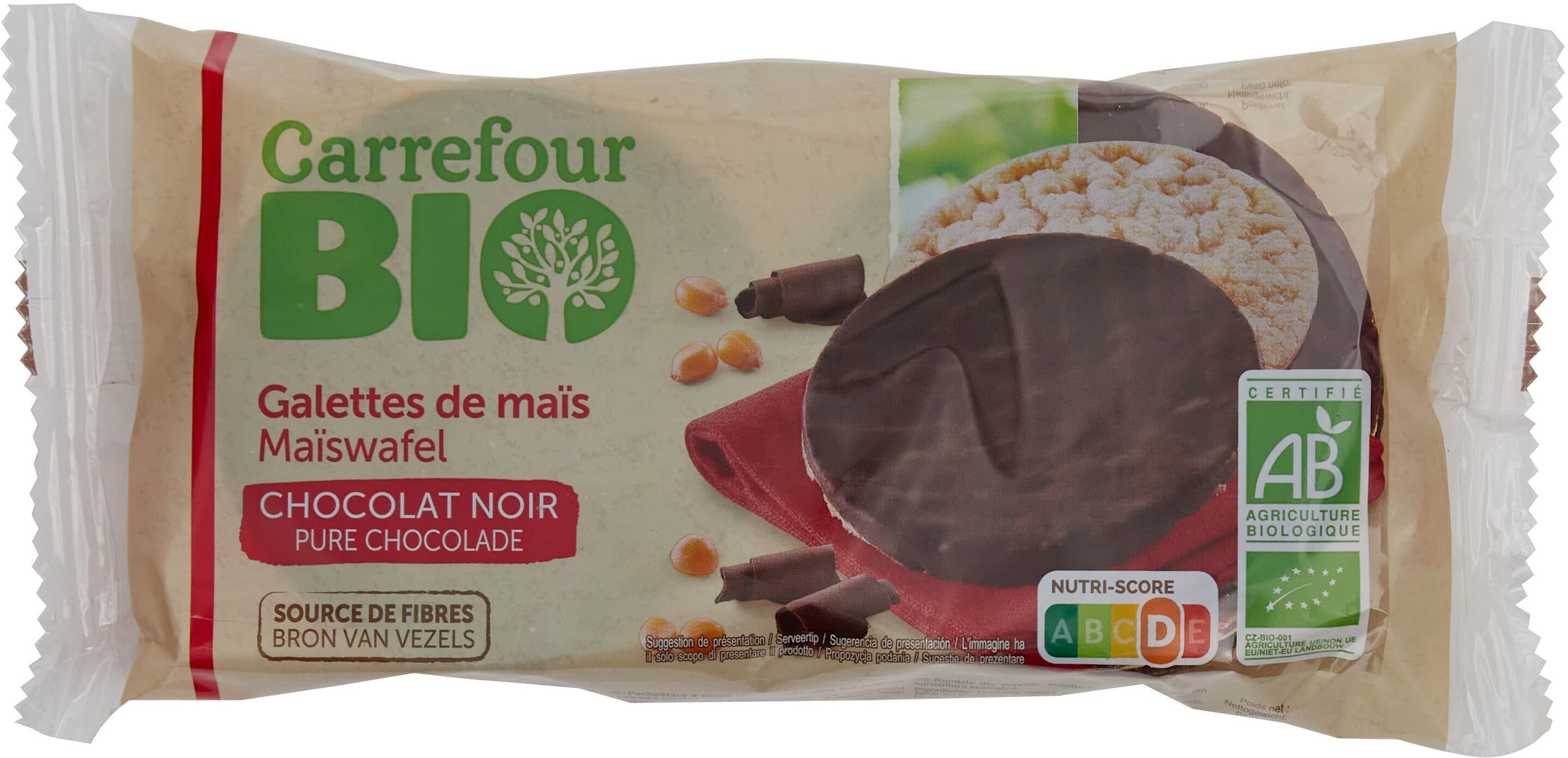 Carrefour BIO Galette de maïs Chocolat Noir packshot