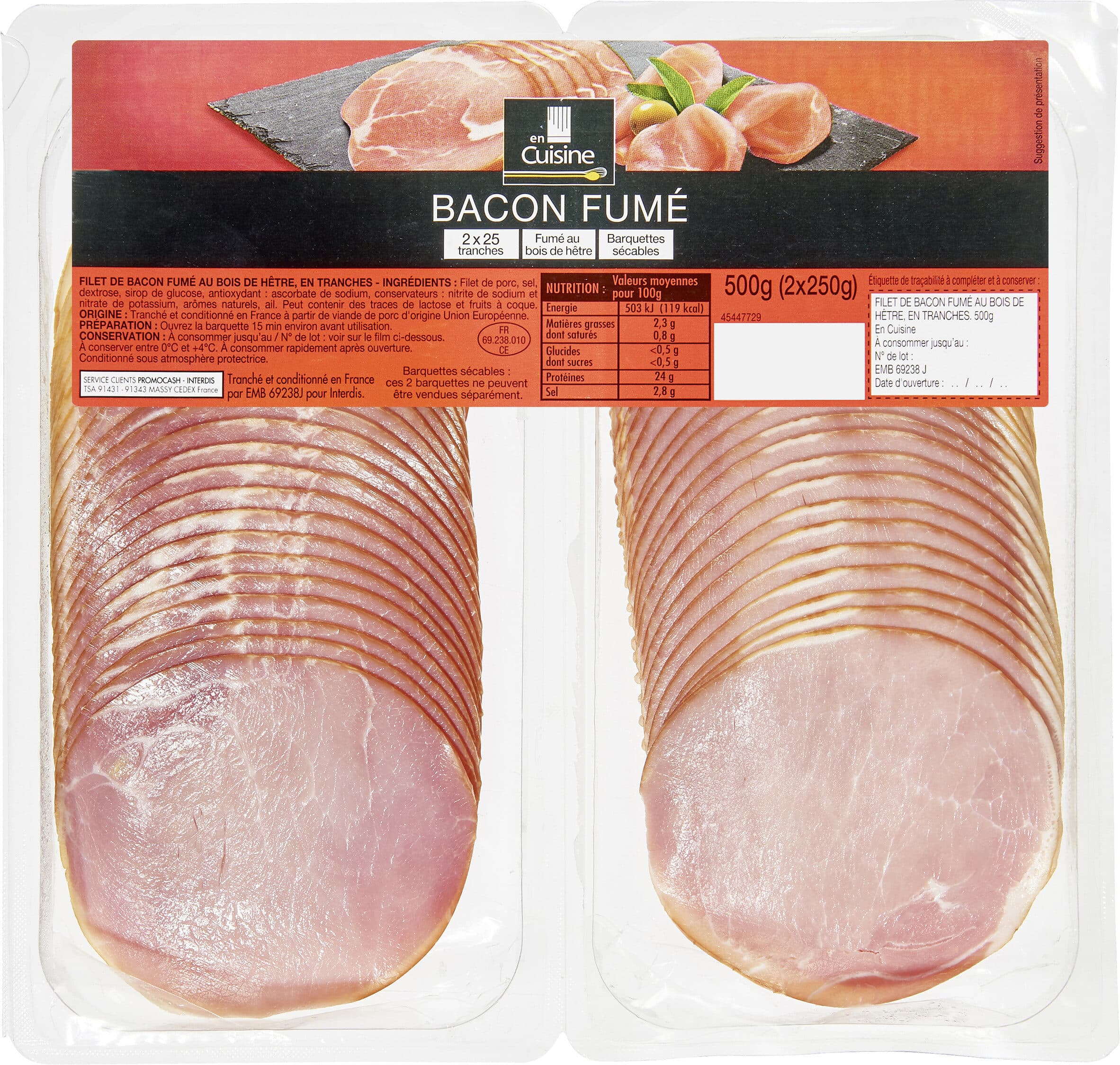 Carrefour Bacon fumé packshot