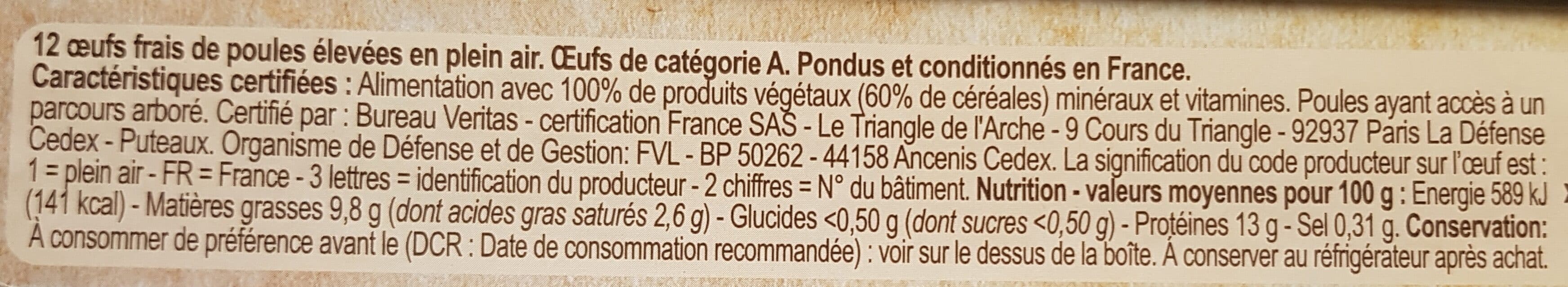 Carrefour 12 OEUFS FRAIS de poules élevées en Plein air packshot