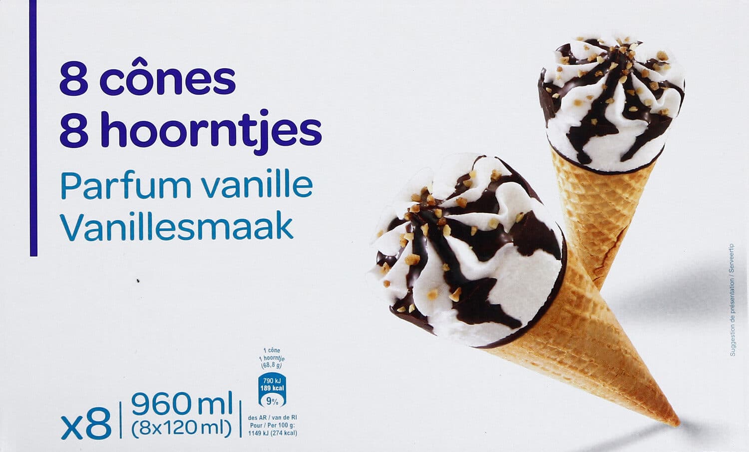 Carrefour Cônes parfum vanille packshot