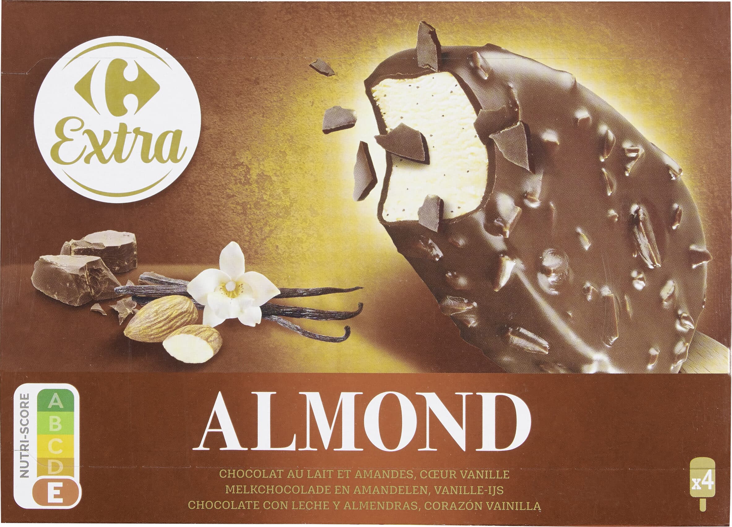 Carrefour Almond Chocolat au lait et amandes, cœur vanille packshot