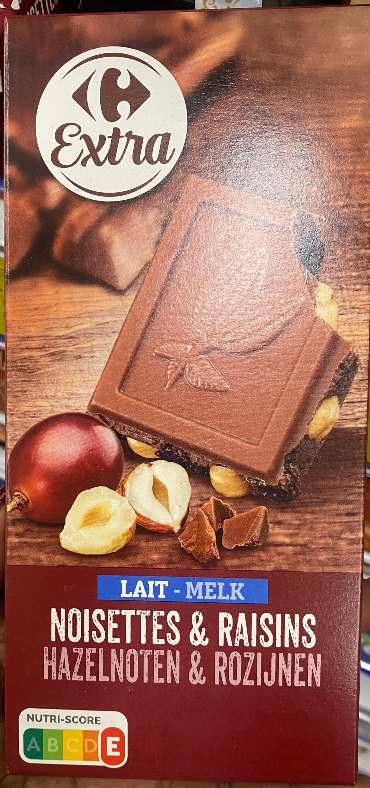 Carrefour Lait noisettes & raisins packshot