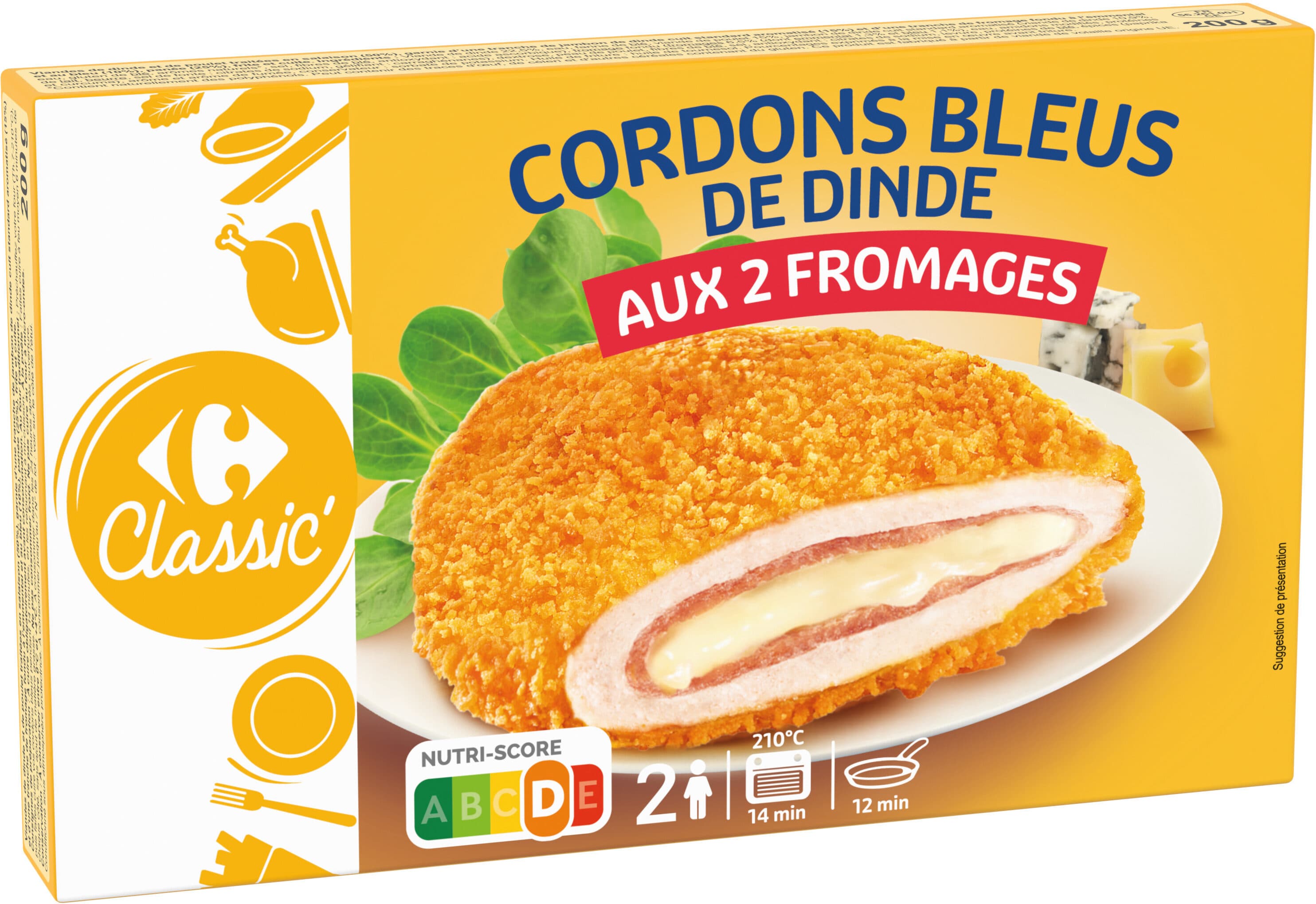 Carrefour Cordons Bleus de dinde aux 2 Fromages packshot