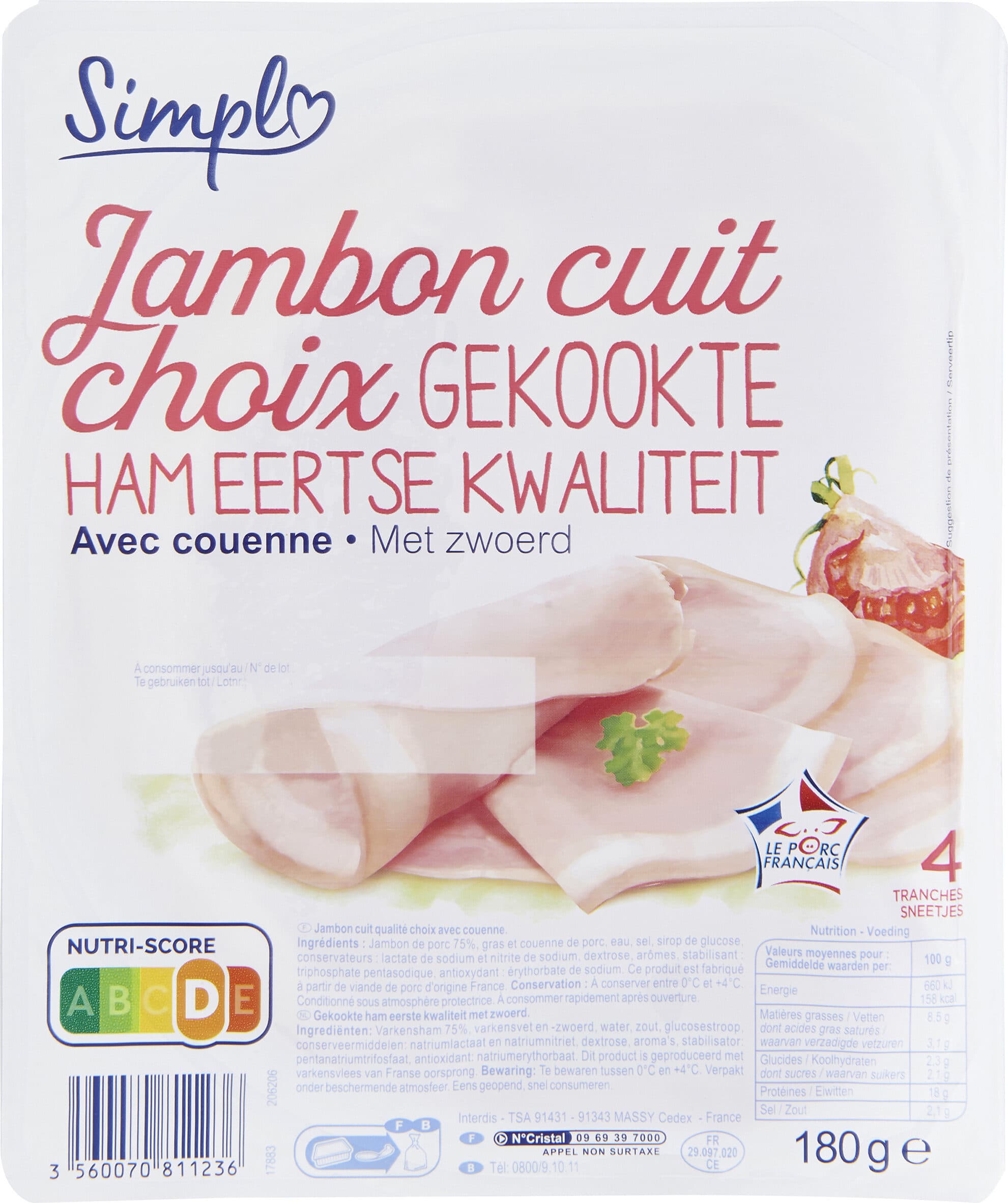Carrefour Jambon avec couenne packshot
