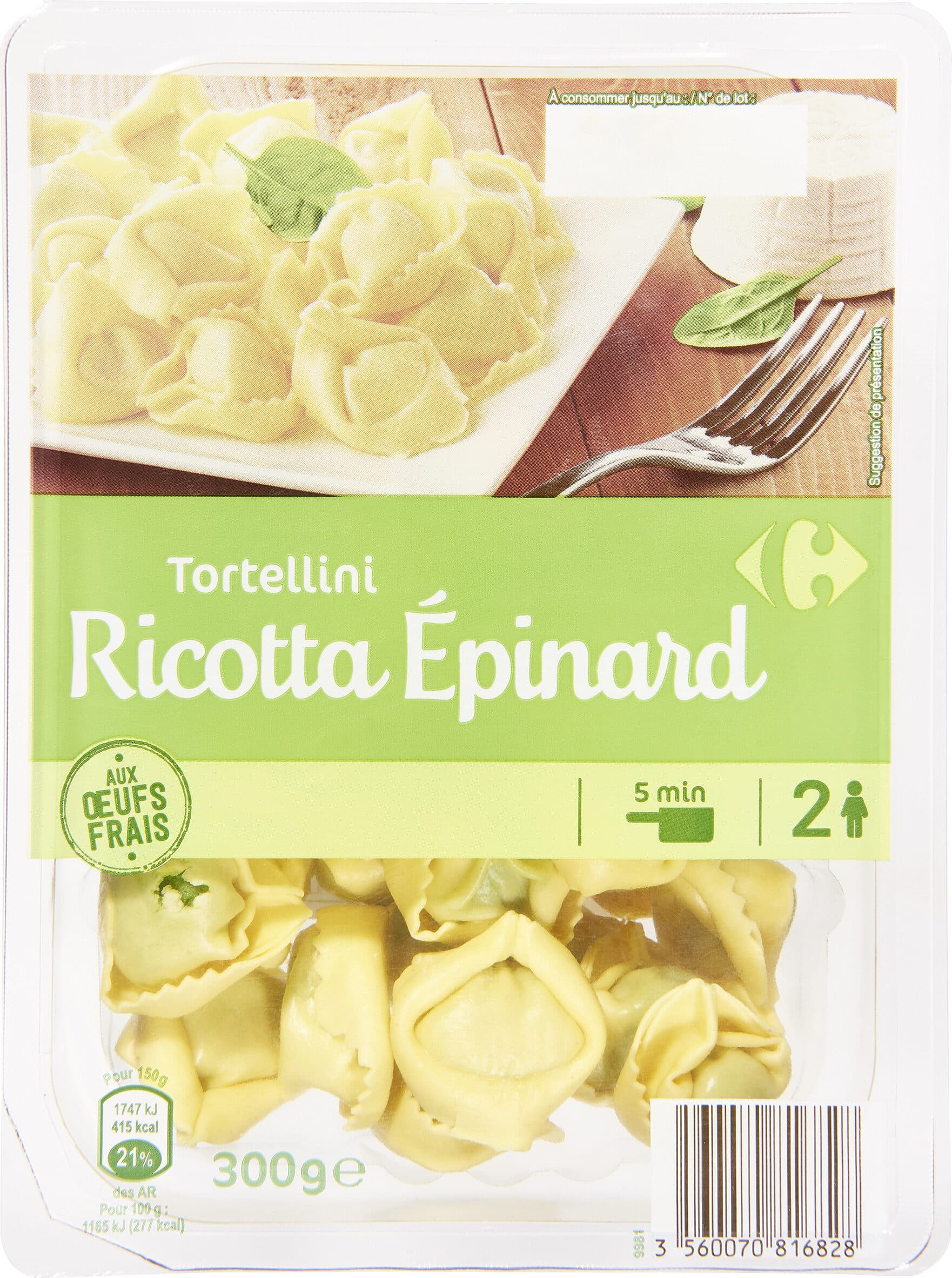 Carrefour Tortellini Ricotta & Epinard packshot