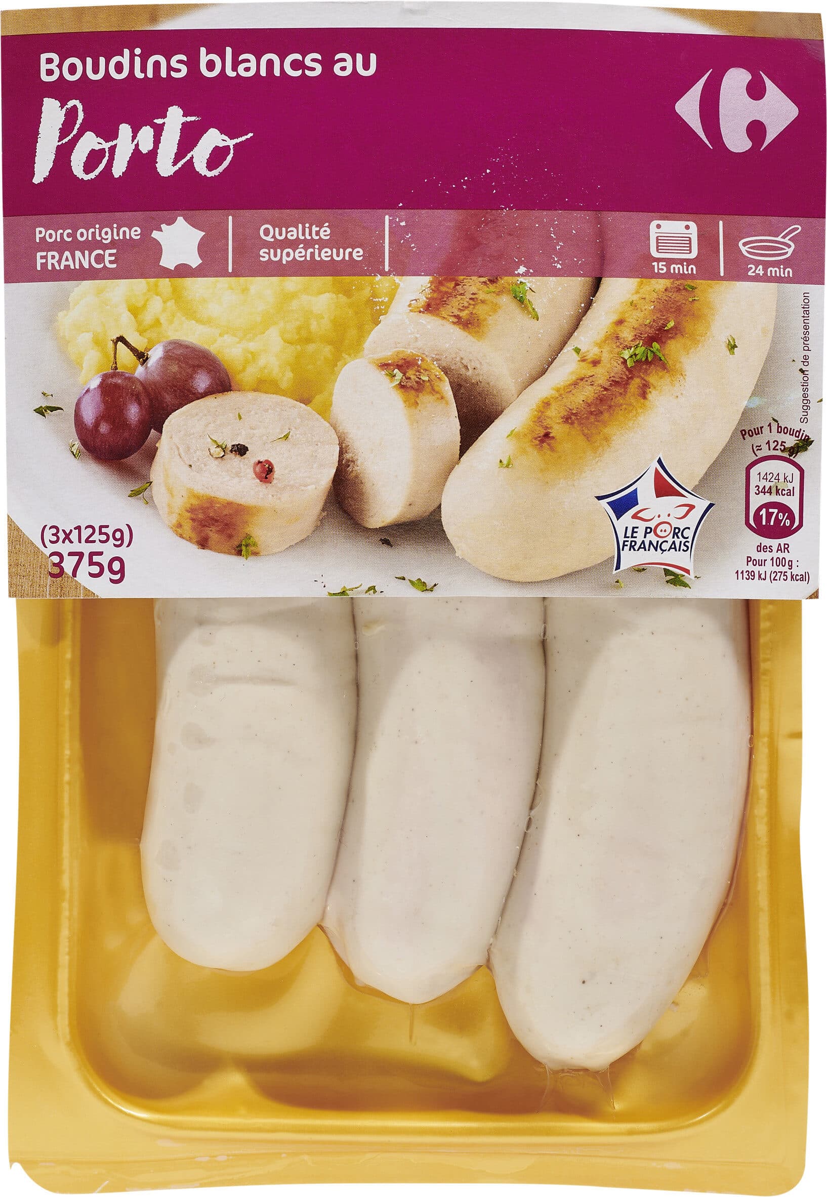 Carrefour Boudins Blancs au Porto packshot