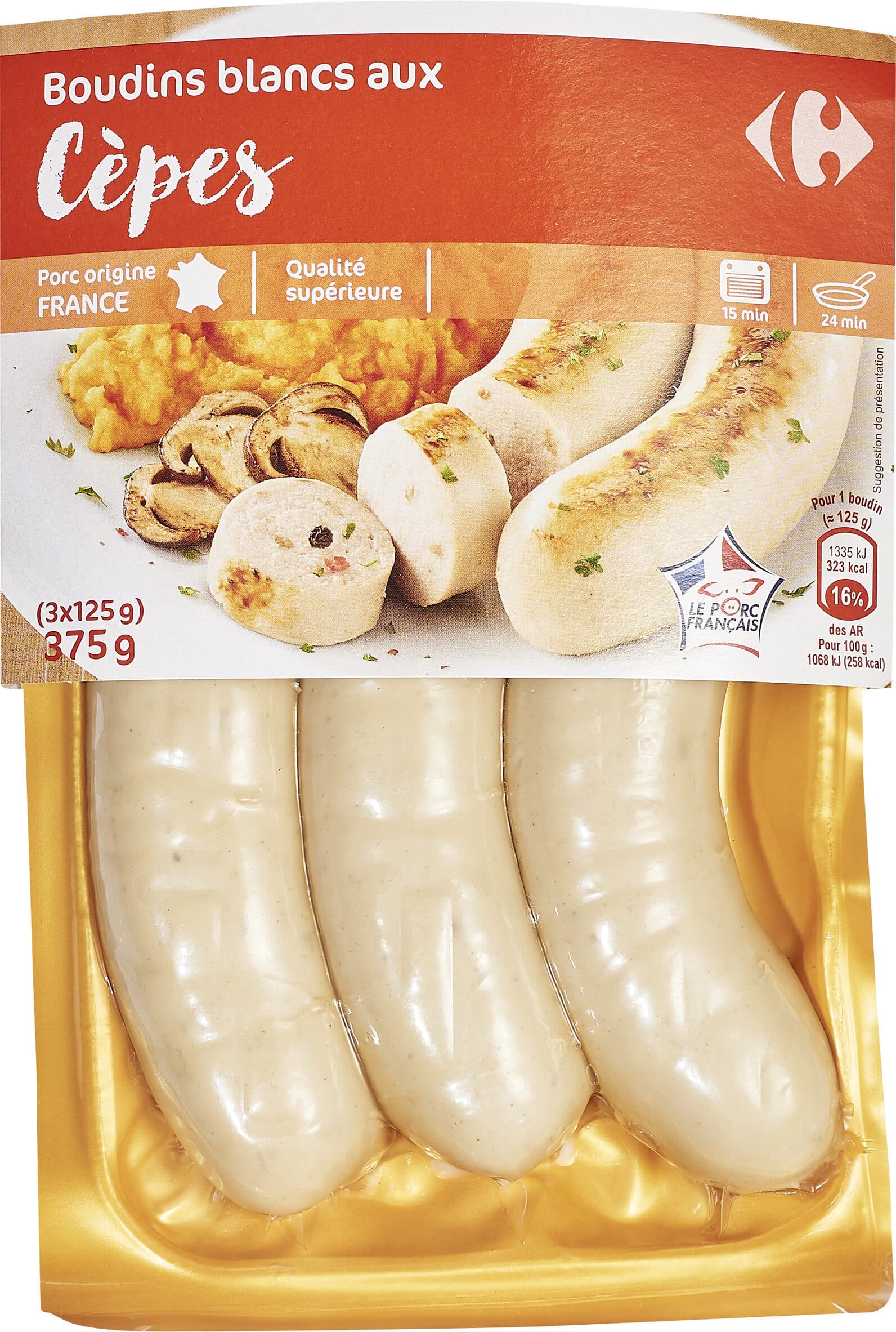 Carrefour Boudins blancs aux Cèpes packshot
