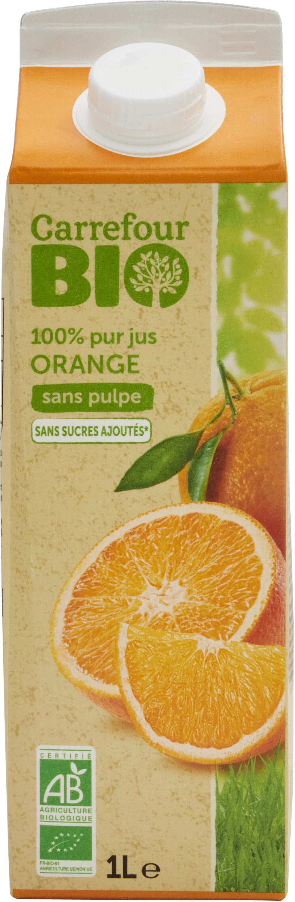 Carrefour BIO 100% Pur jus Orange Sans pulpe packshot