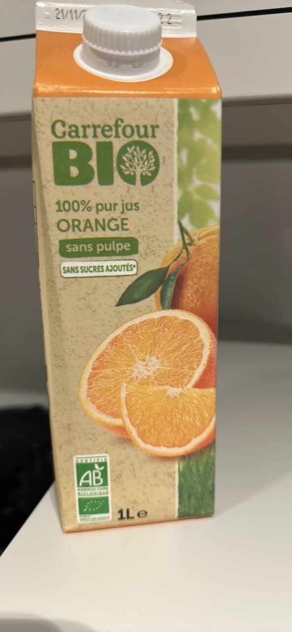 Carrefour BIO 100% Pur jus Orange Sans pulpe packshot