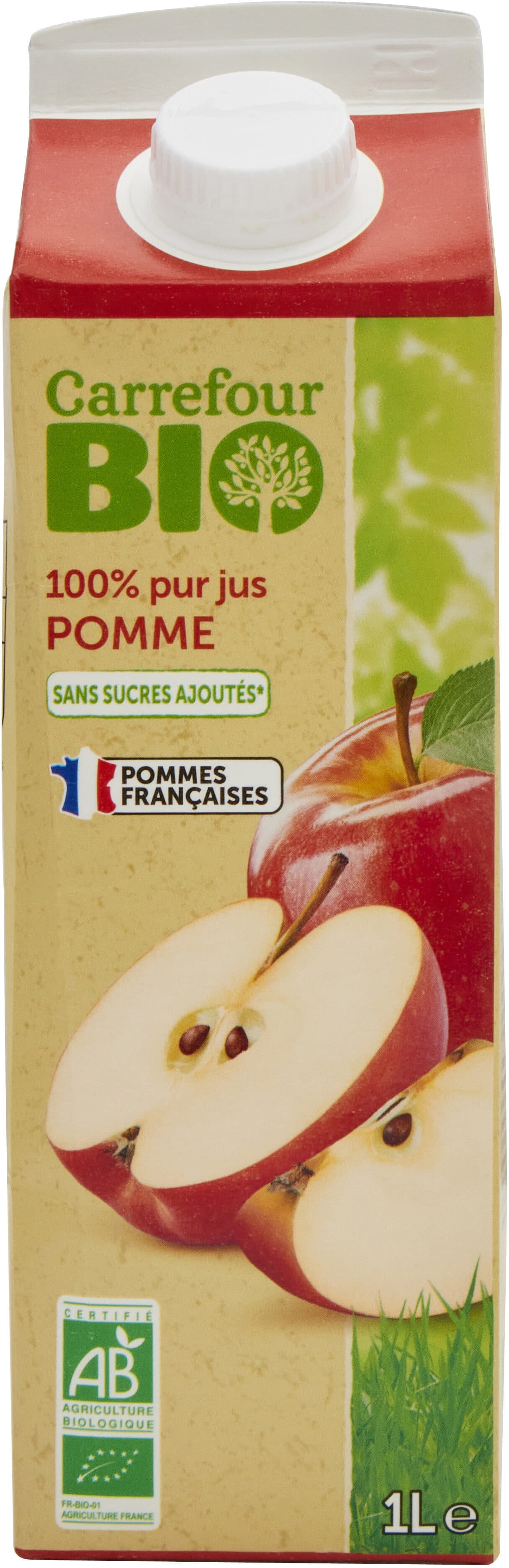 Carrefour BIO 100% pur jus JUS DE POMME packshot