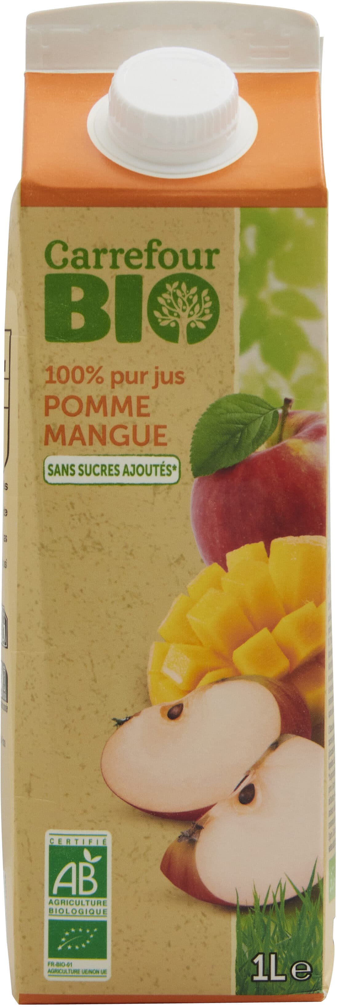 Carrefour BIO 100% pur jus POMME MANGUE packshot