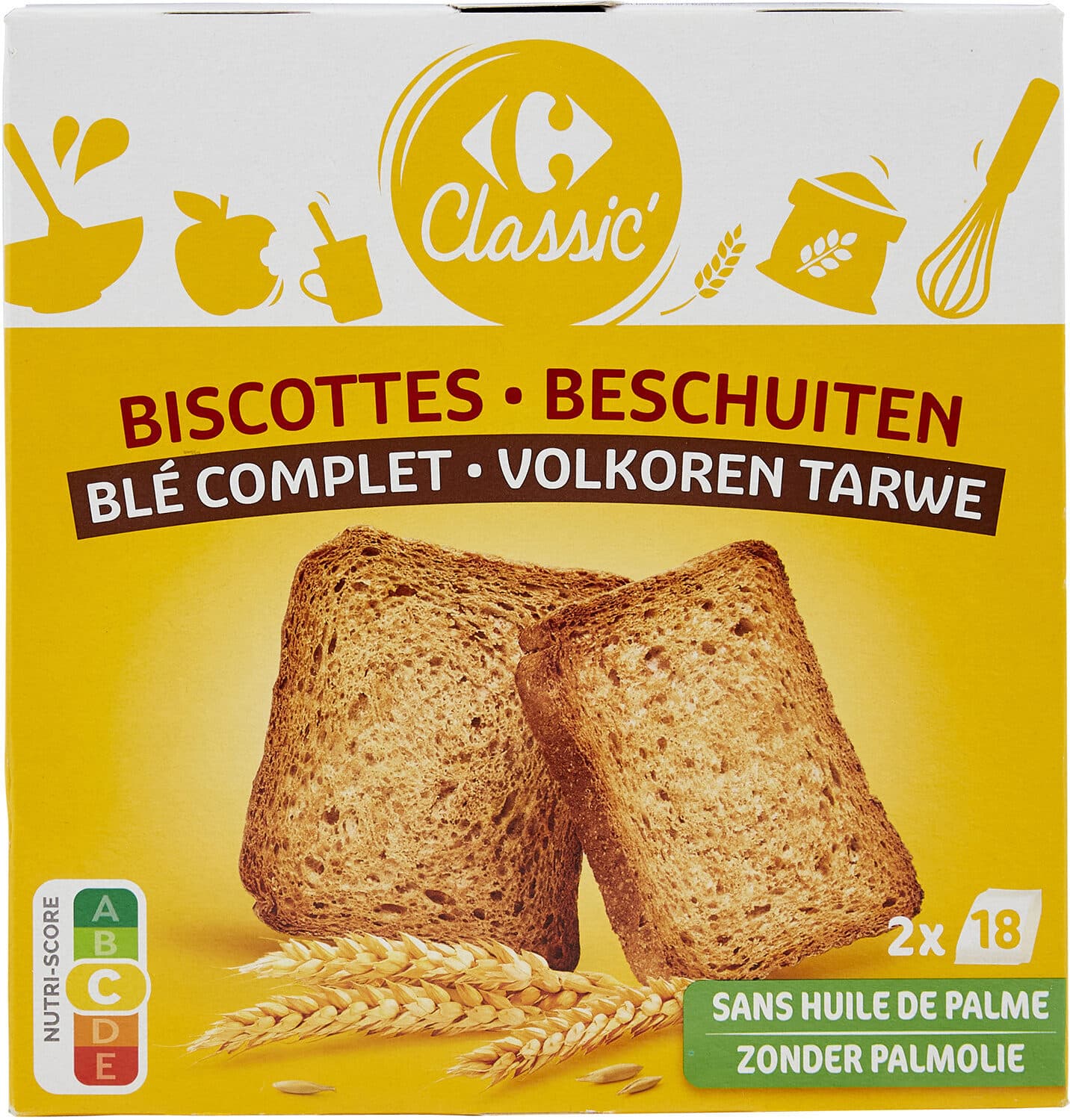 Carrefour Biscottes Blé complet packshot