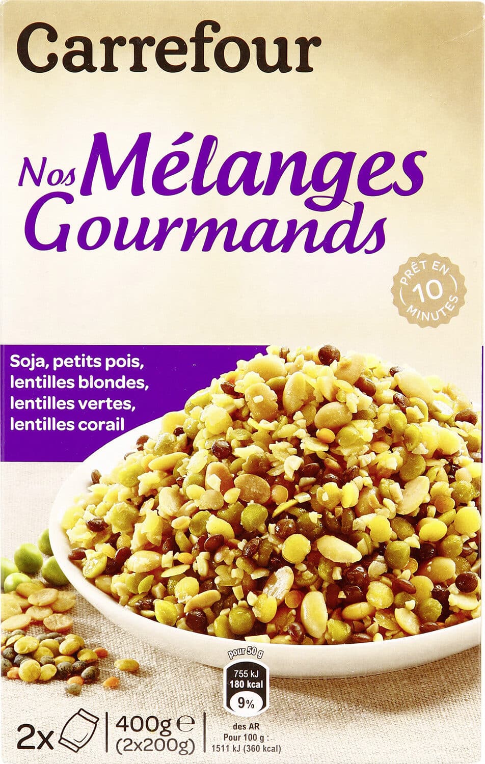 Carrefour Lentilles gourmandes Petits pois & soja packshot