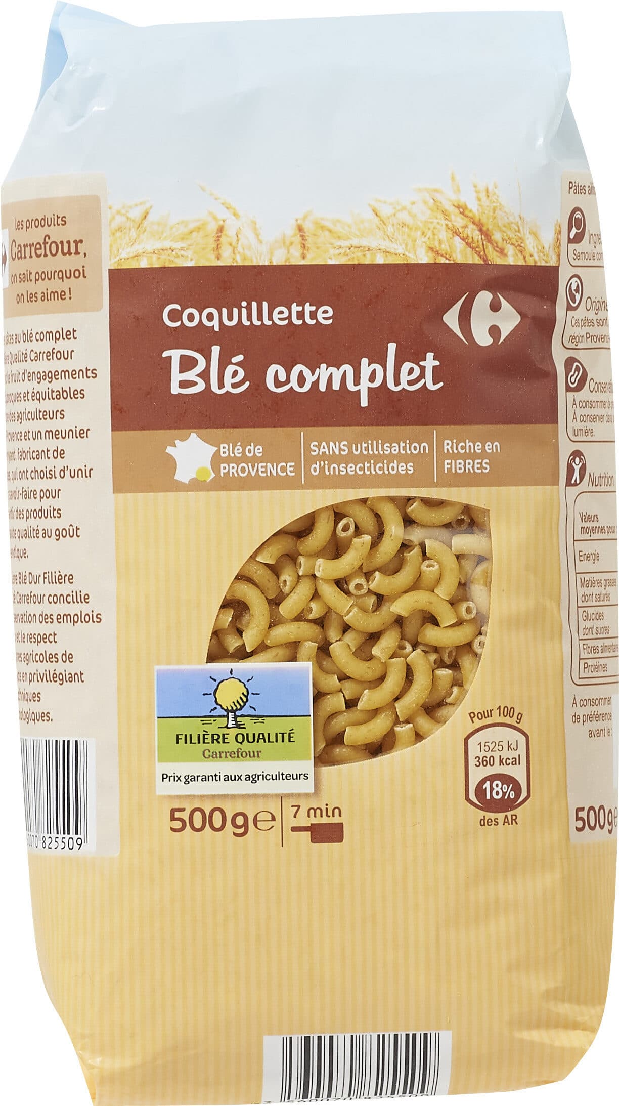 Carrefour Coquillettes Blé complet packshot