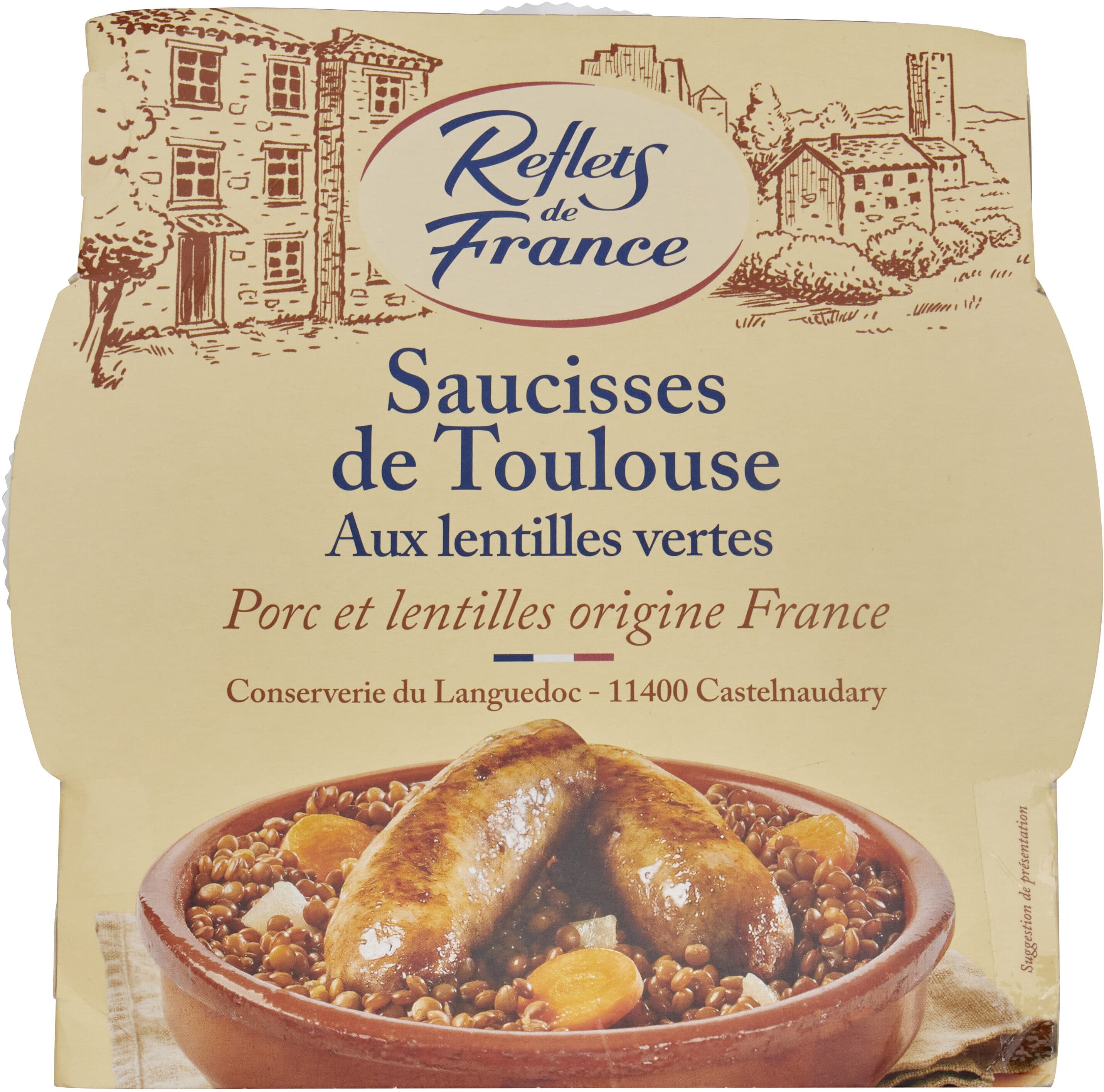 Carrefour Saucisses de Toulouse Aux lentilles vertes du Berry IGP packshot