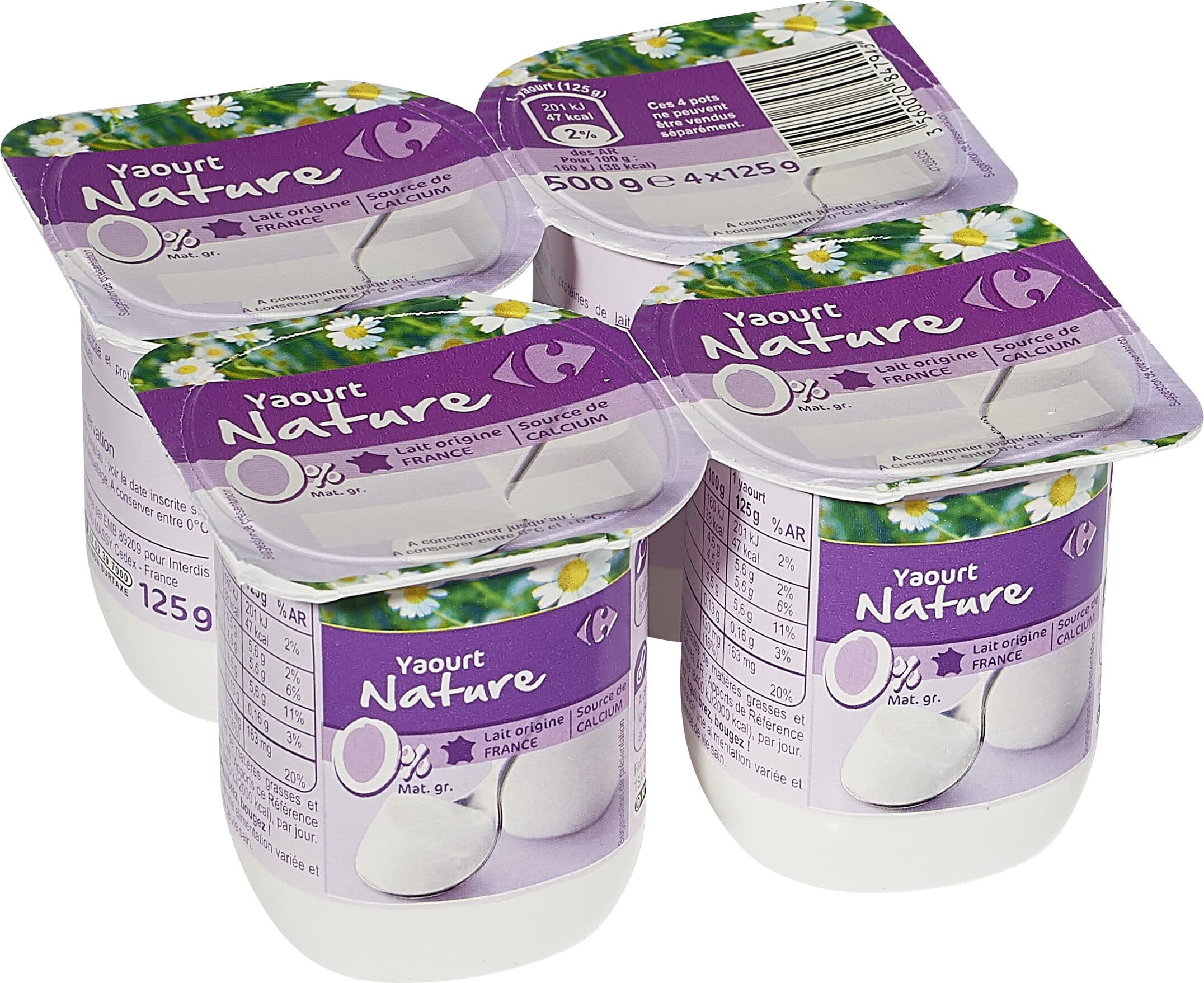 Carrefour Yaourt Nature 0% Mat. Gr. packshot
