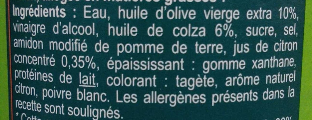 Carrefour Sauce salade légère à l'huile d'Olive et au Citron packshot