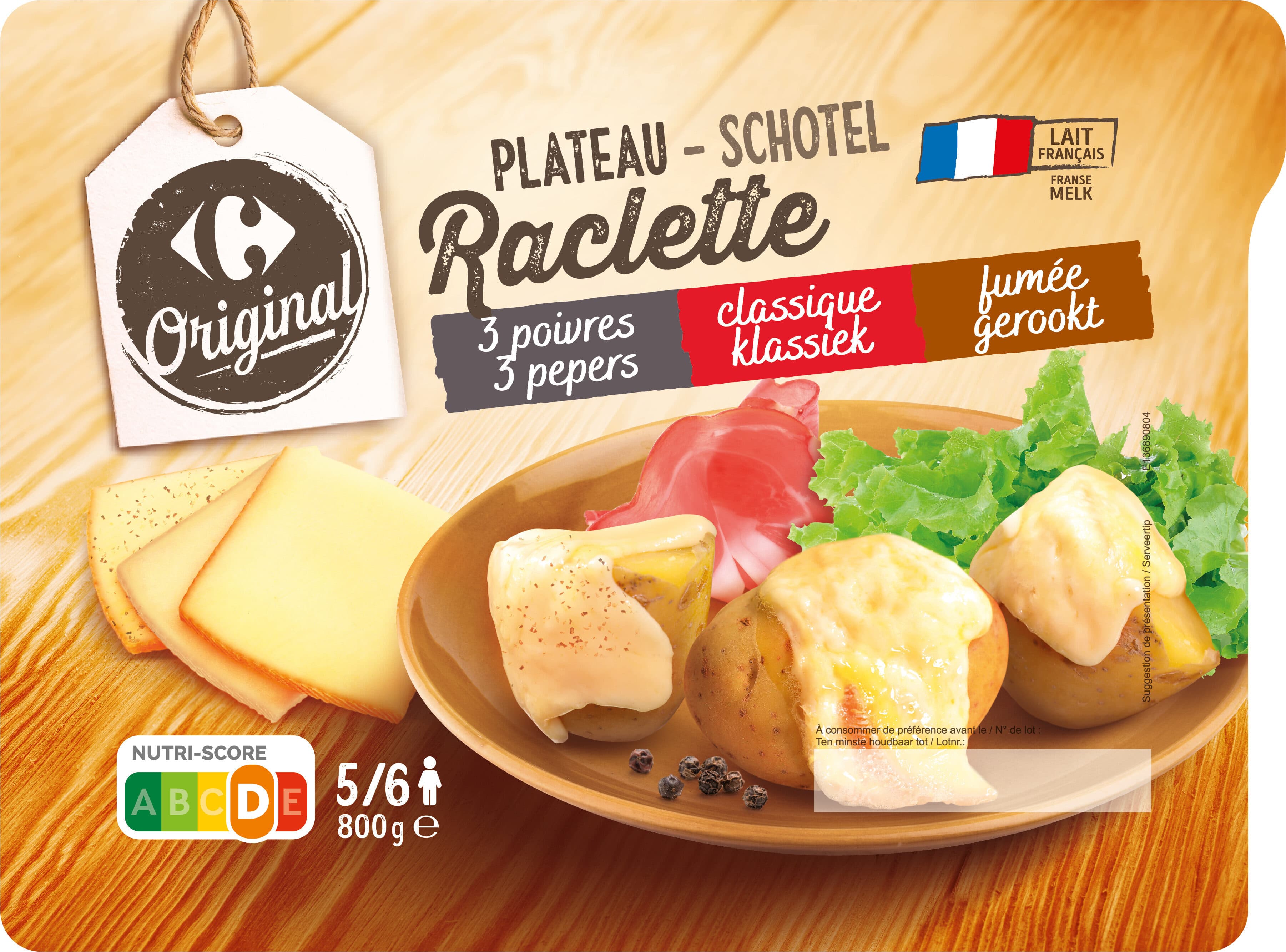 Carrefour PLATEAU Raclette 3 poivres - classique - fumée packshot