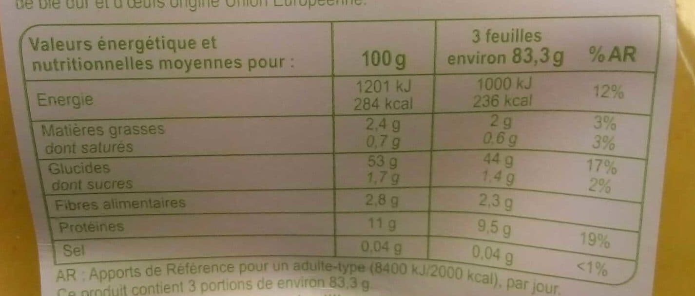 Carrefour Feuilles de Lasagne packshot