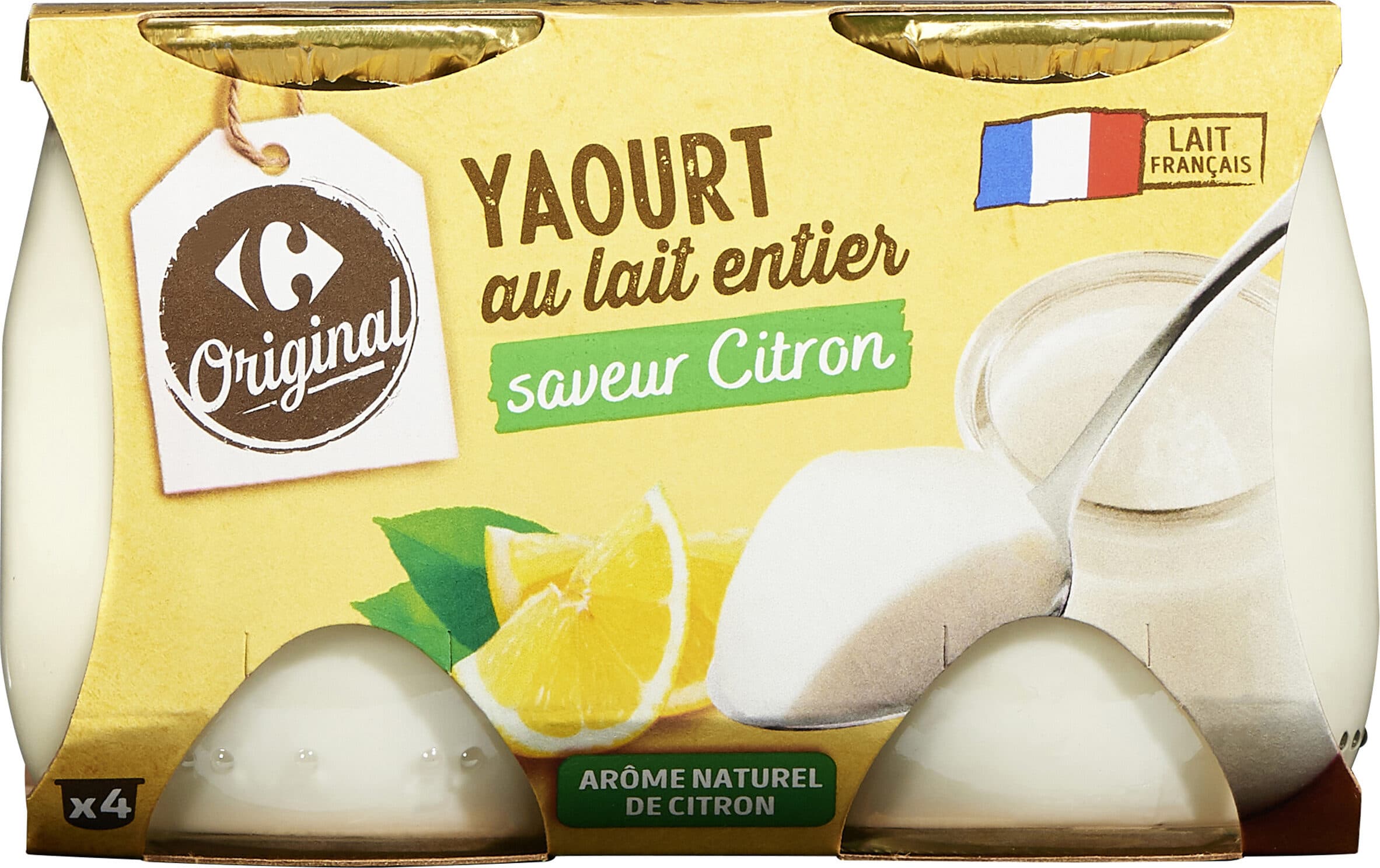 Carrefour Yaourt au lait entier - saveur Citron packshot