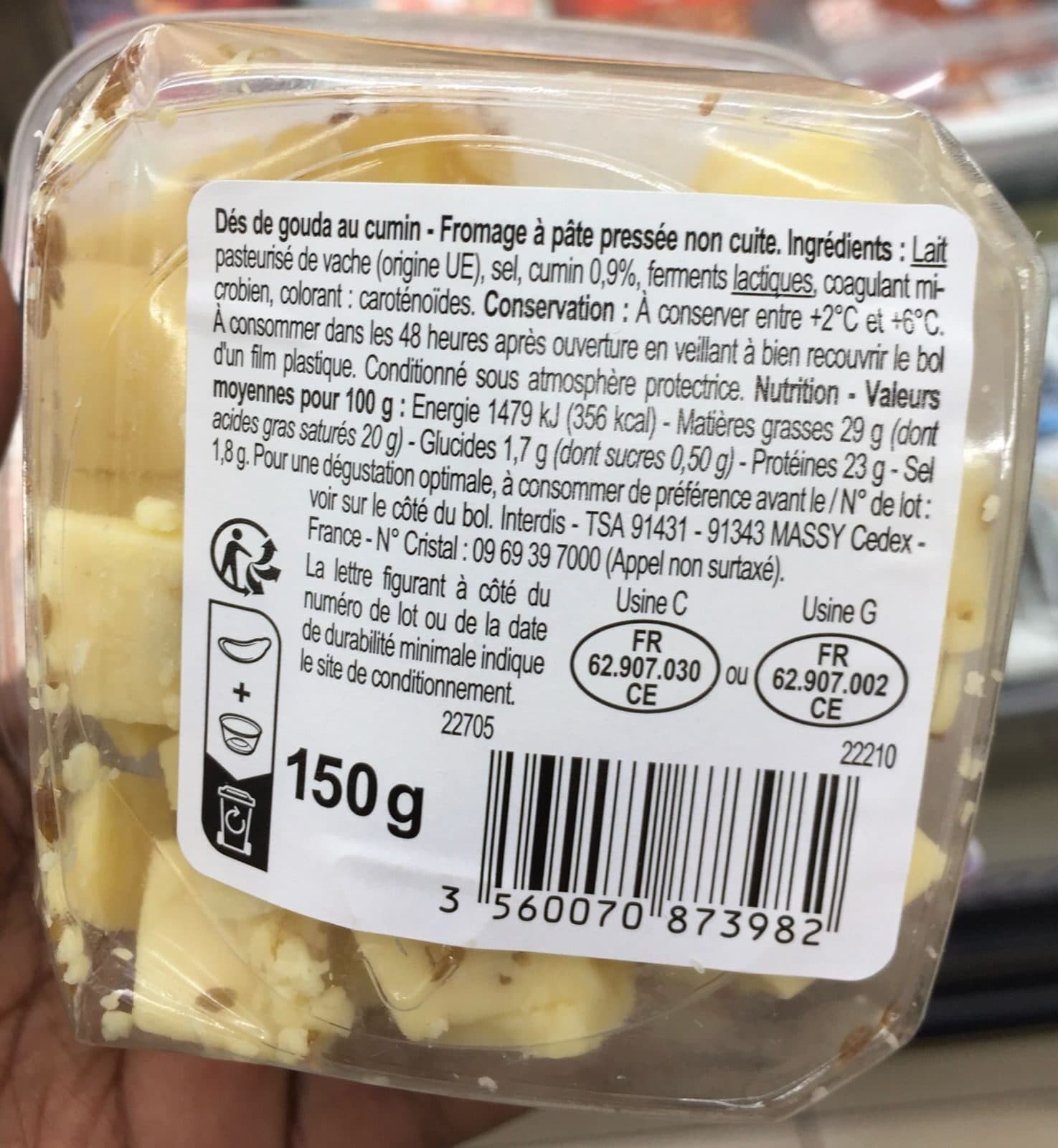 Carrefour Dés de GOUDA AU CUMIN packshot