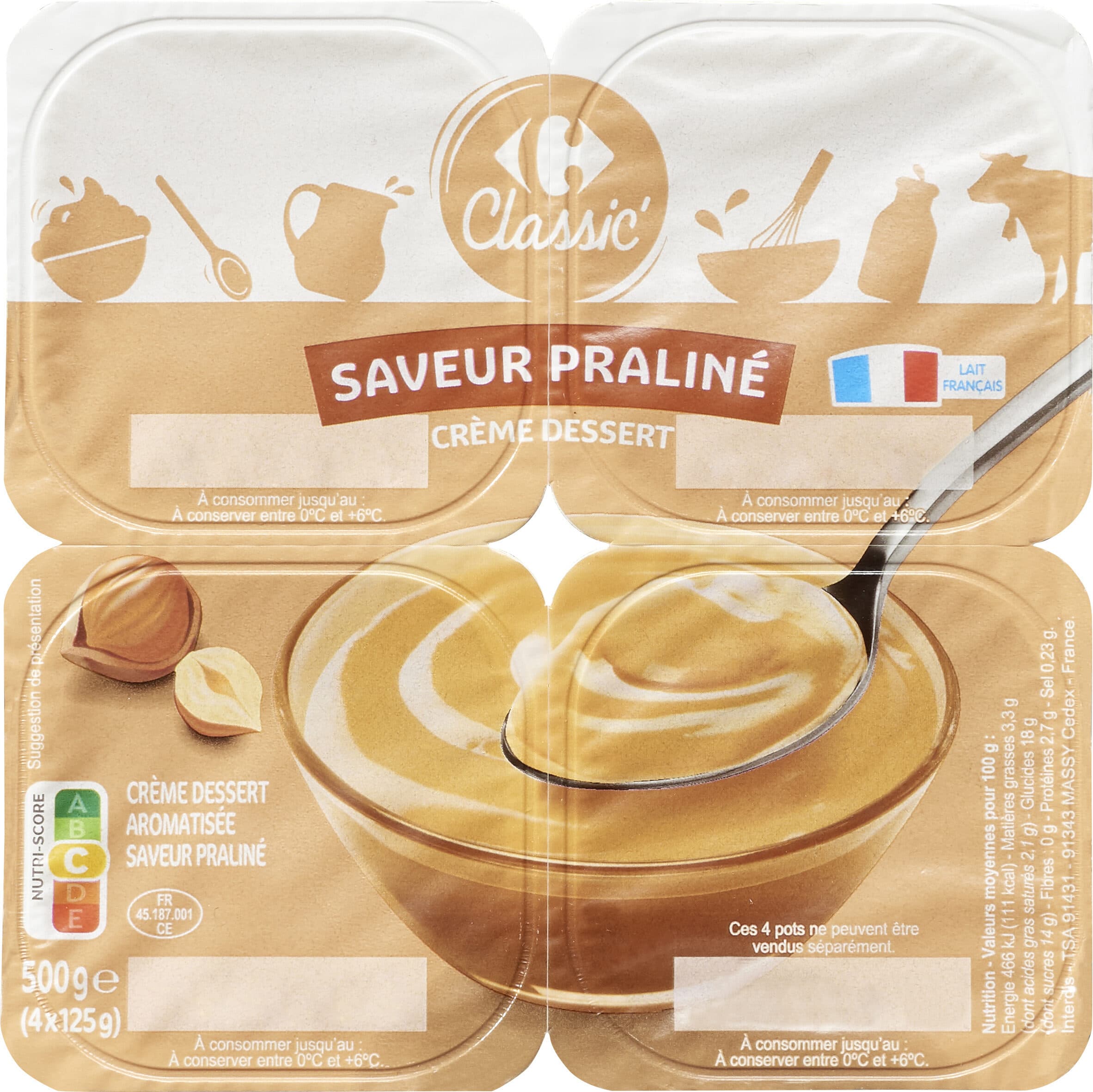 Carrefour Crème dessert saveur praline packshot