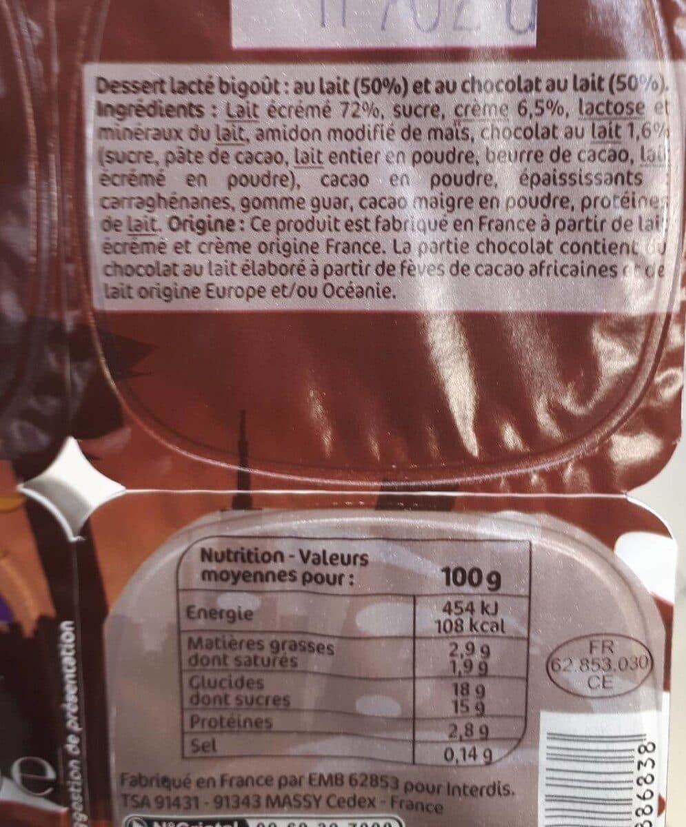 Carrefour crème dessert DUO goûts choco & lait packshot