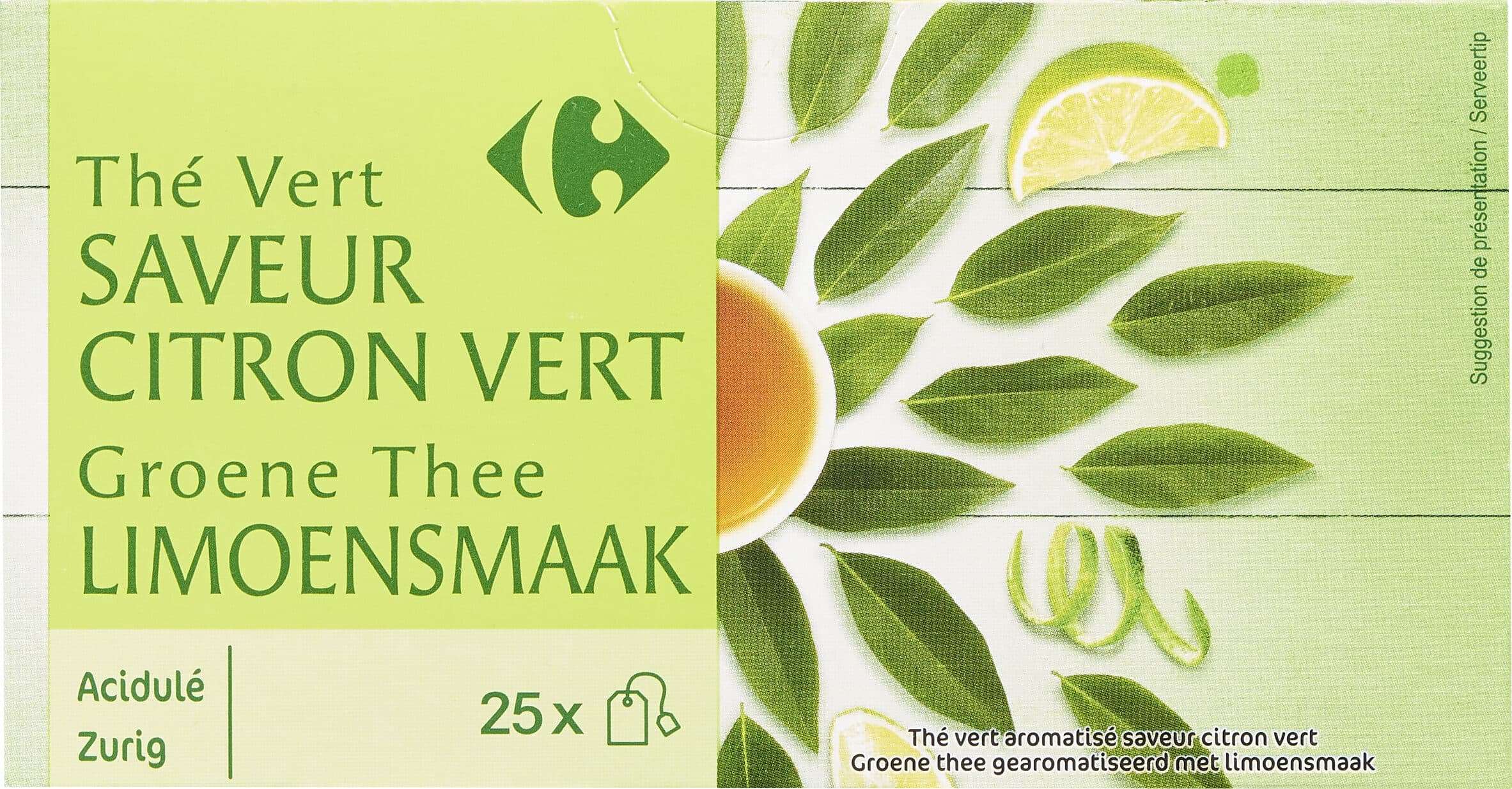 Carrefour Thé vert saveur citron vert packshot