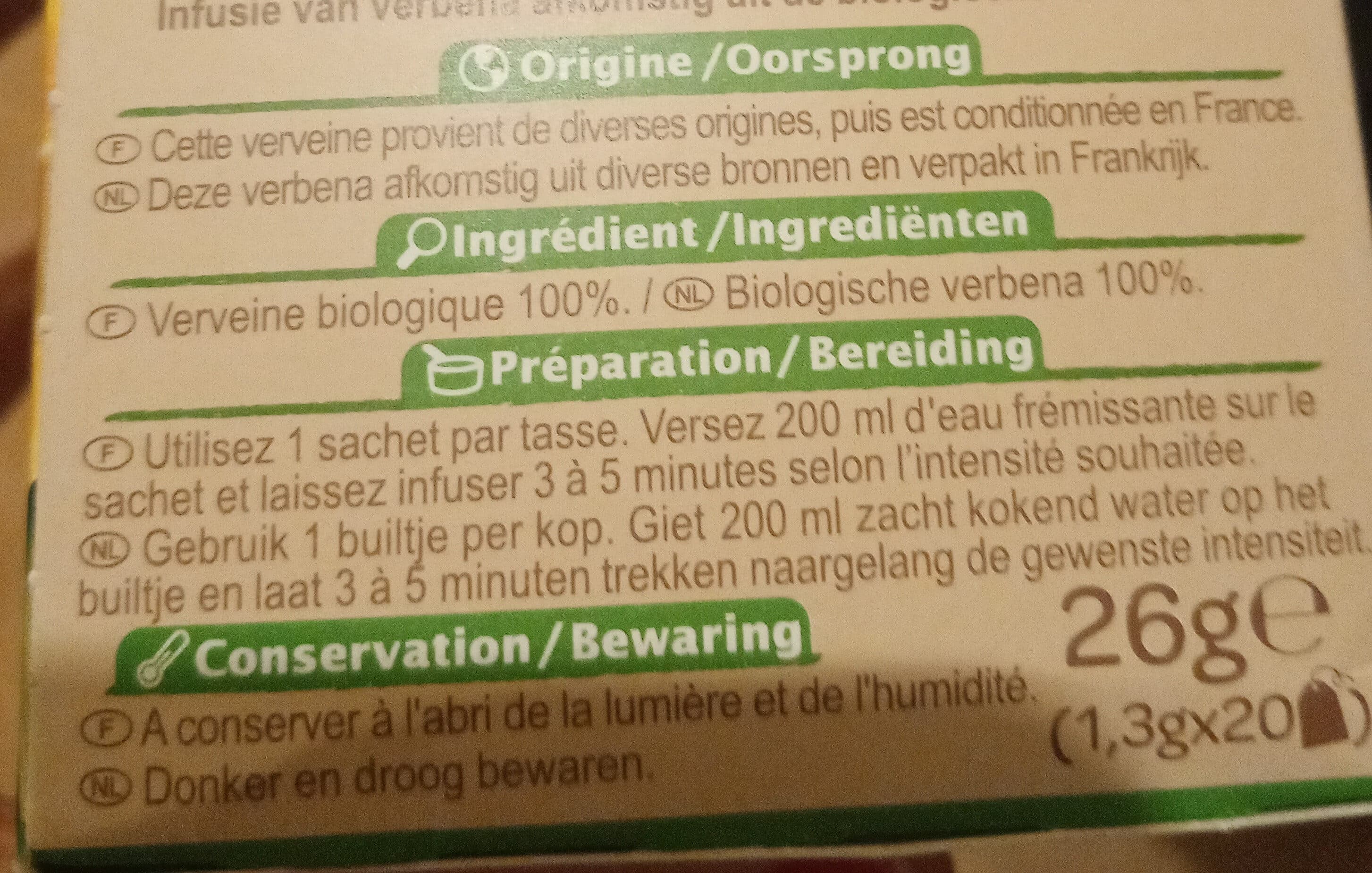 Carrefour BIO Infusion verveine packshot