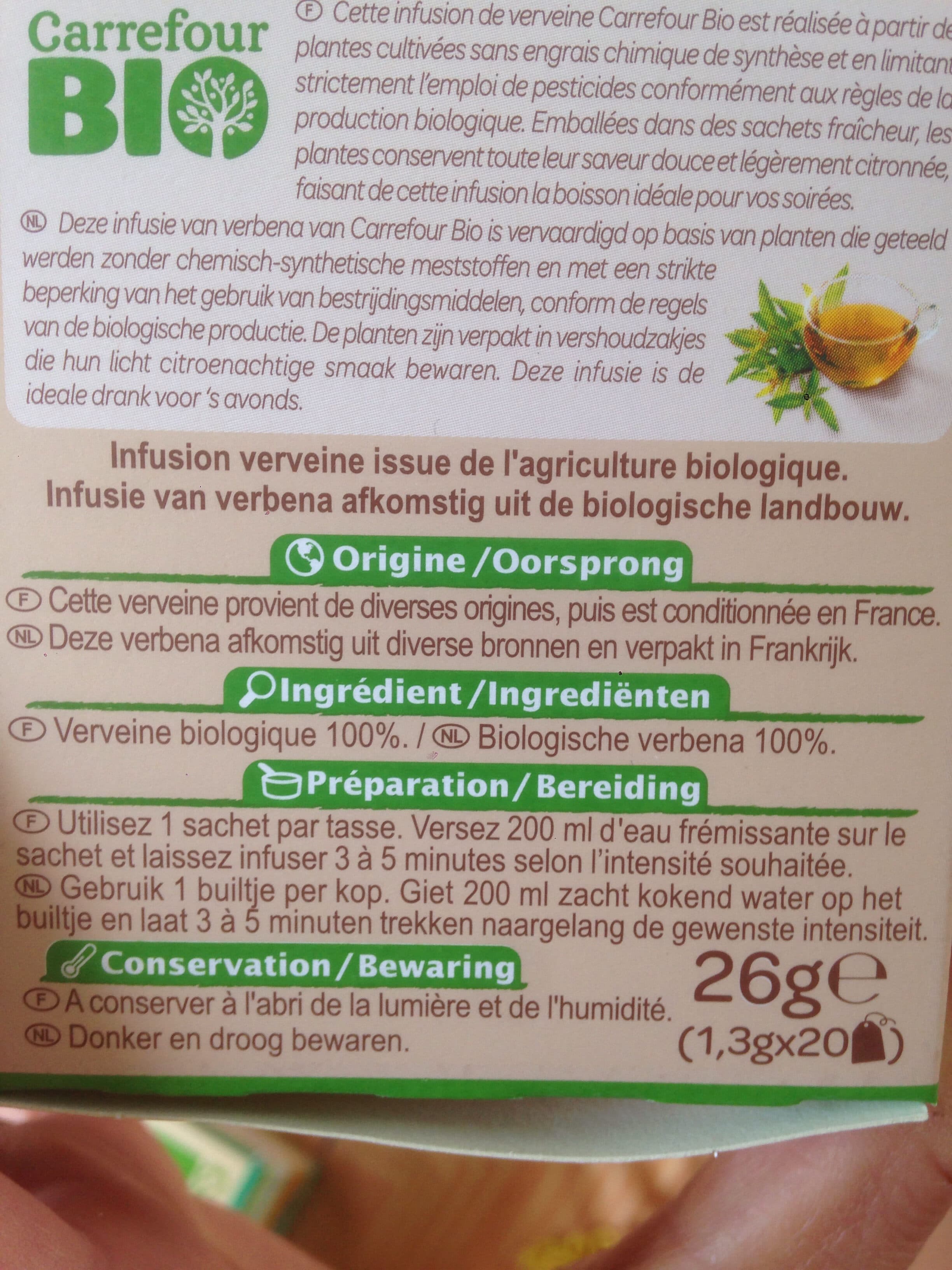 Carrefour BIO Infusion verveine packshot